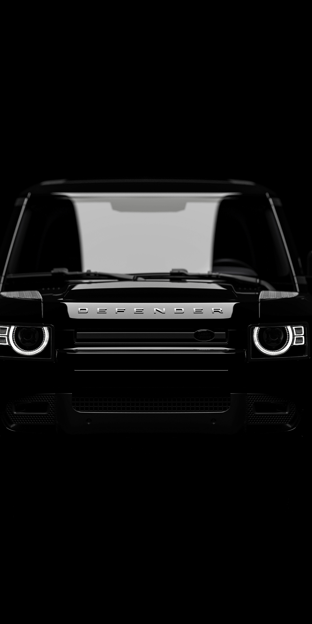 Dark, front view, Land Rover Defender, 2023 car, 1080x2160 wallpaper