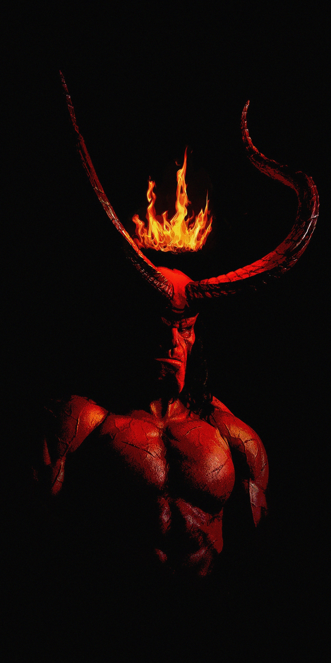 Hellboy, 2019 movie, horns, fire crown, poster, 1080x2160 wallpaper