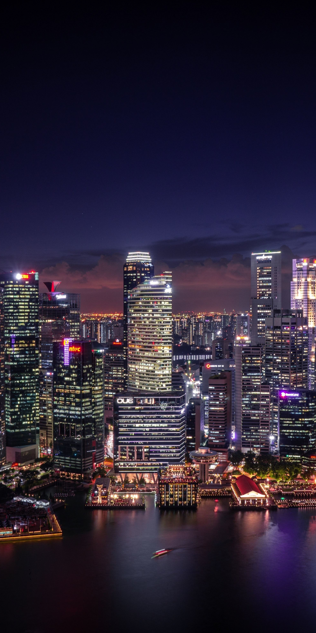 Night, cityscape, Singapore, 1080x2160 wallpaper