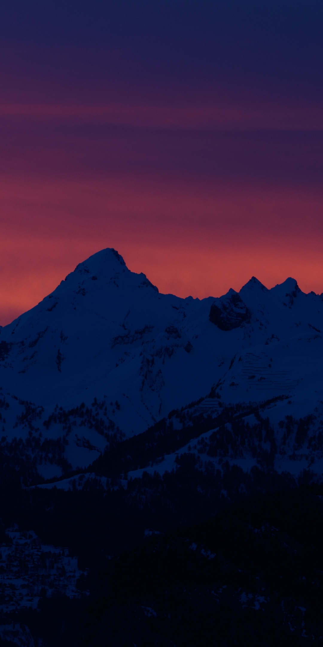 Mountains, sunset, silhouette, evening, 1080x2160 wallpaper