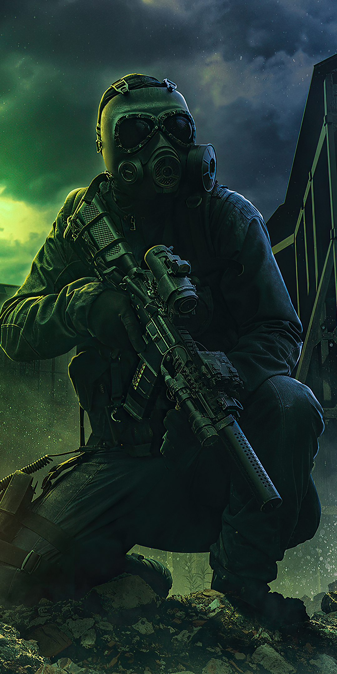 Men with gun, soldier of destruction, video game, artwork, 1080x2160 wallpaper