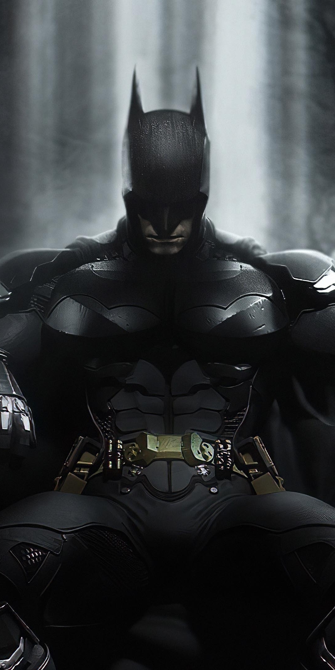 Batman, sitting on throne, dark, superhero art, 1080x2160 wallpaper