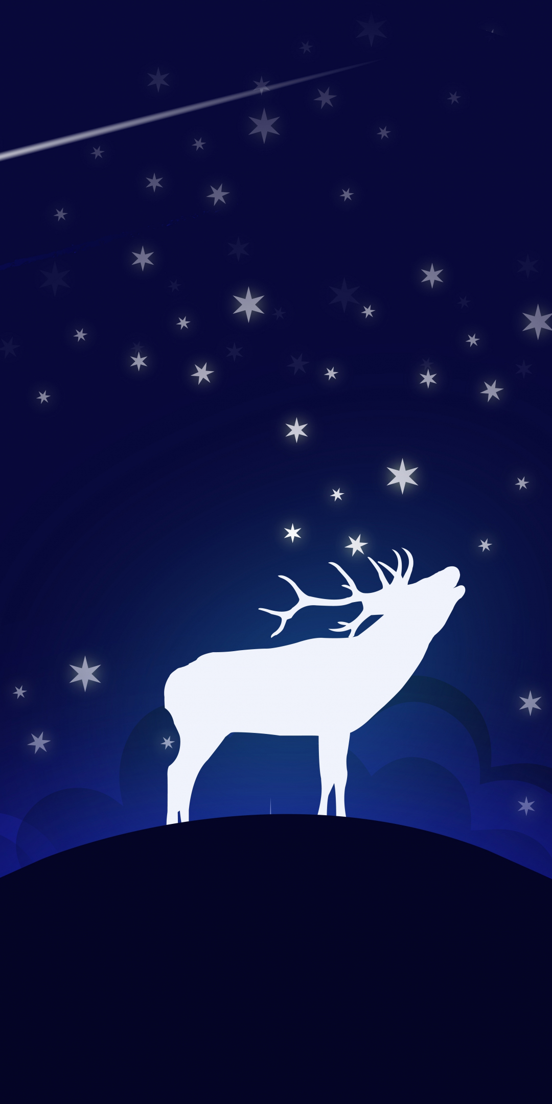 Deer, starry night, digital art, 1080x2160 wallpaper