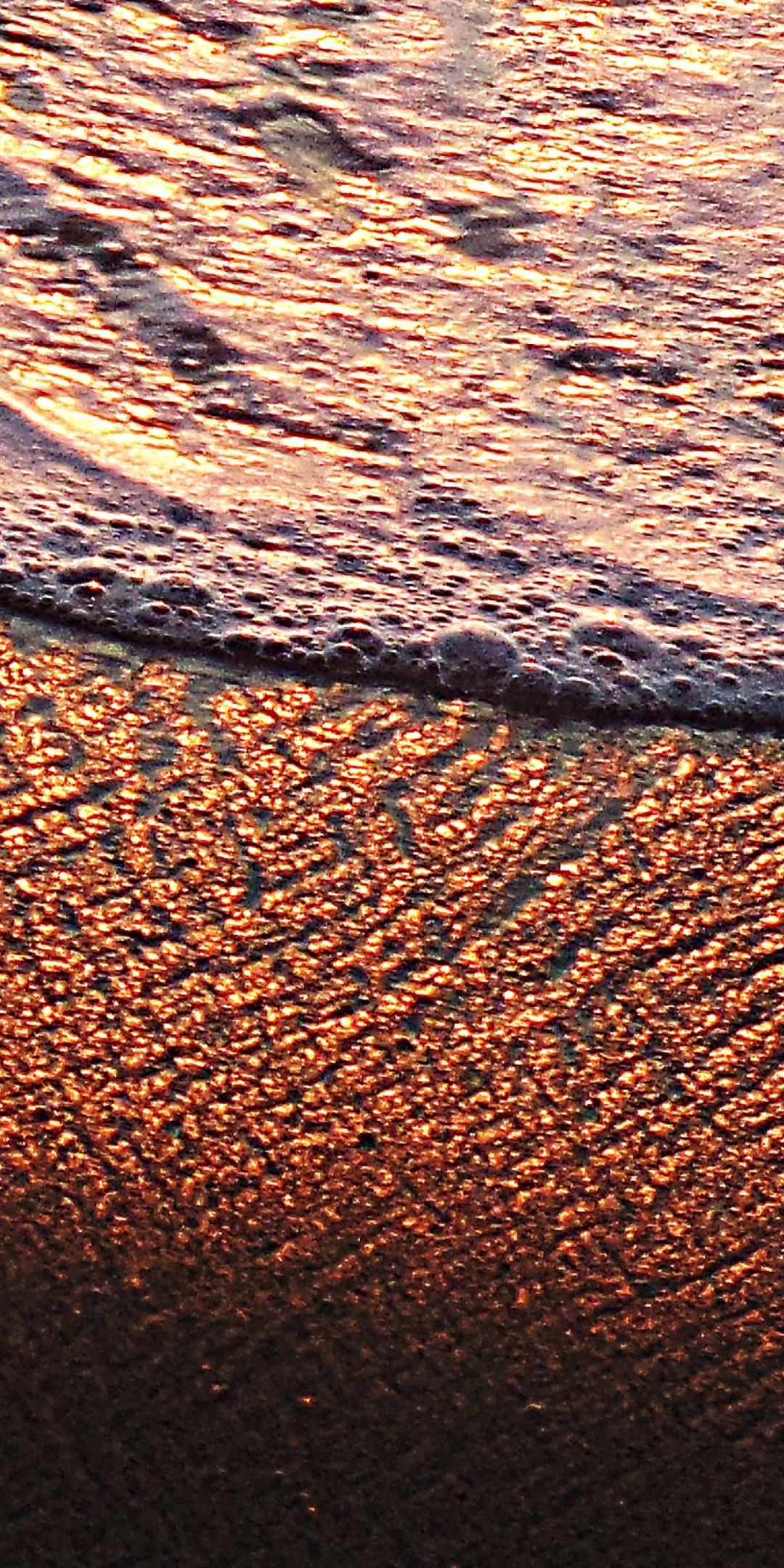 Beach, foam, sand, close up, 1080x2160 wallpaper
