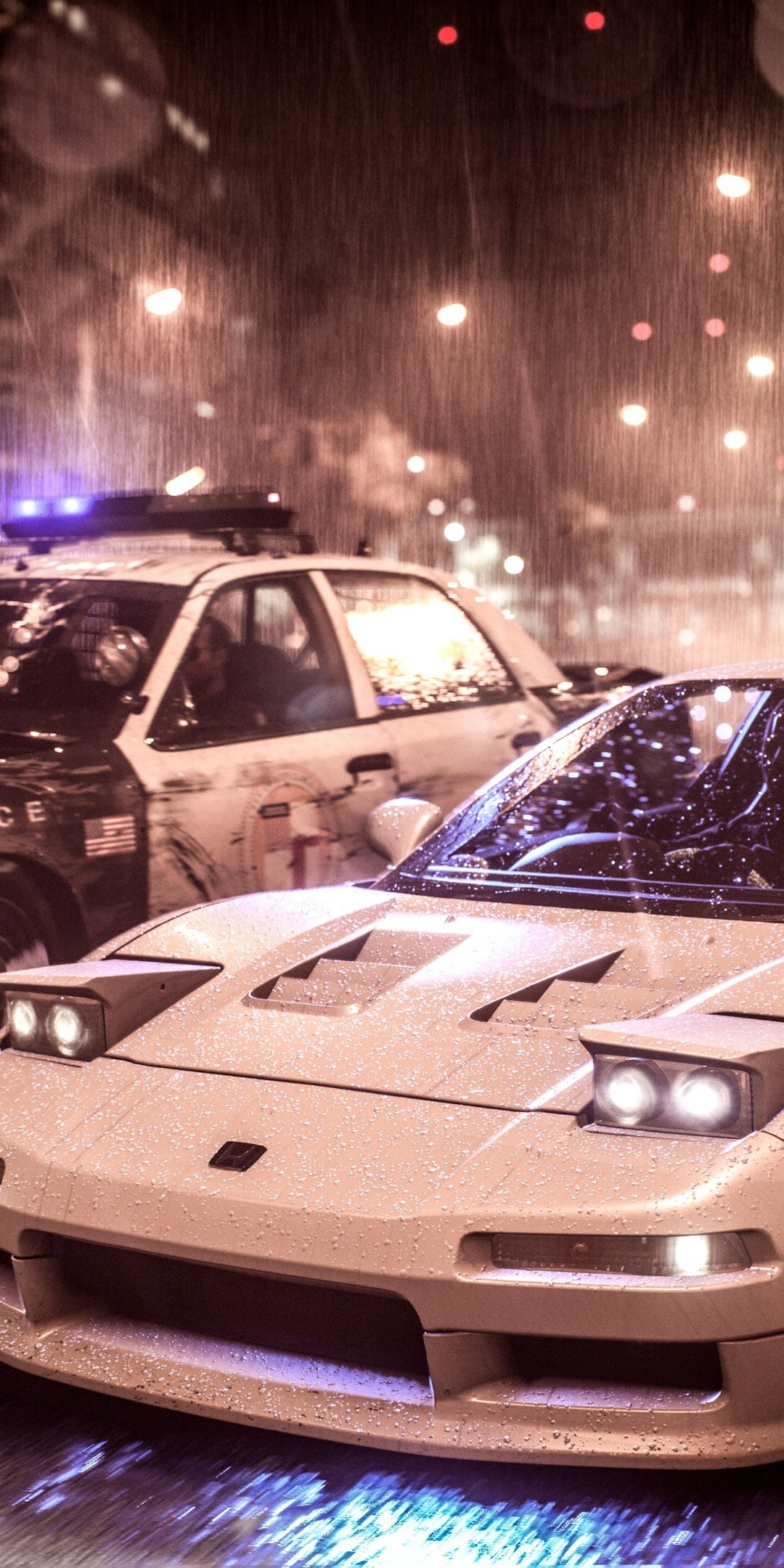 Need for speed, Acura NSX vs police car, 1080x2160 wallpaper