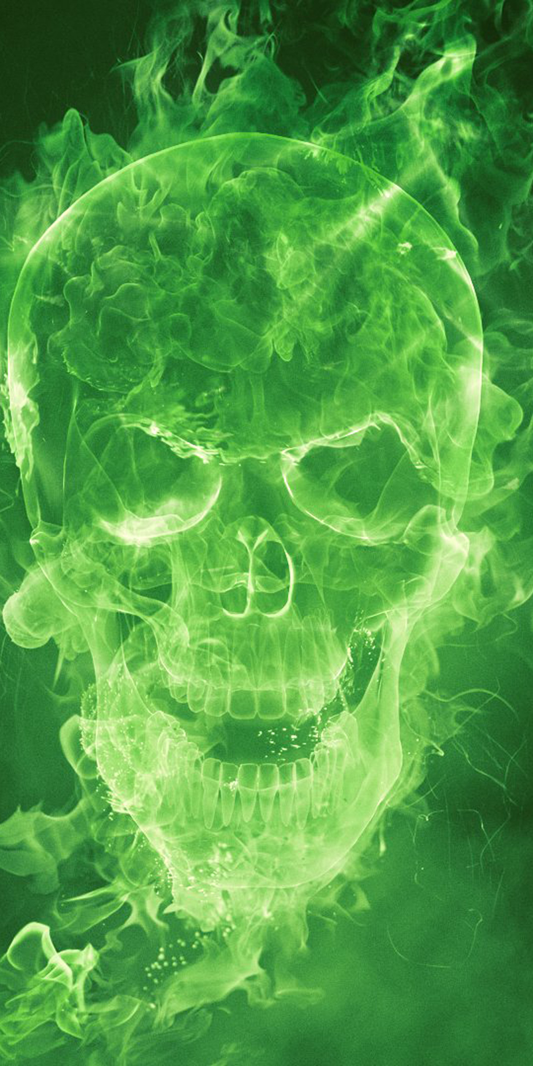 Mortal Kombat mobile, green fire, skull, 1080x2160 wallpaper