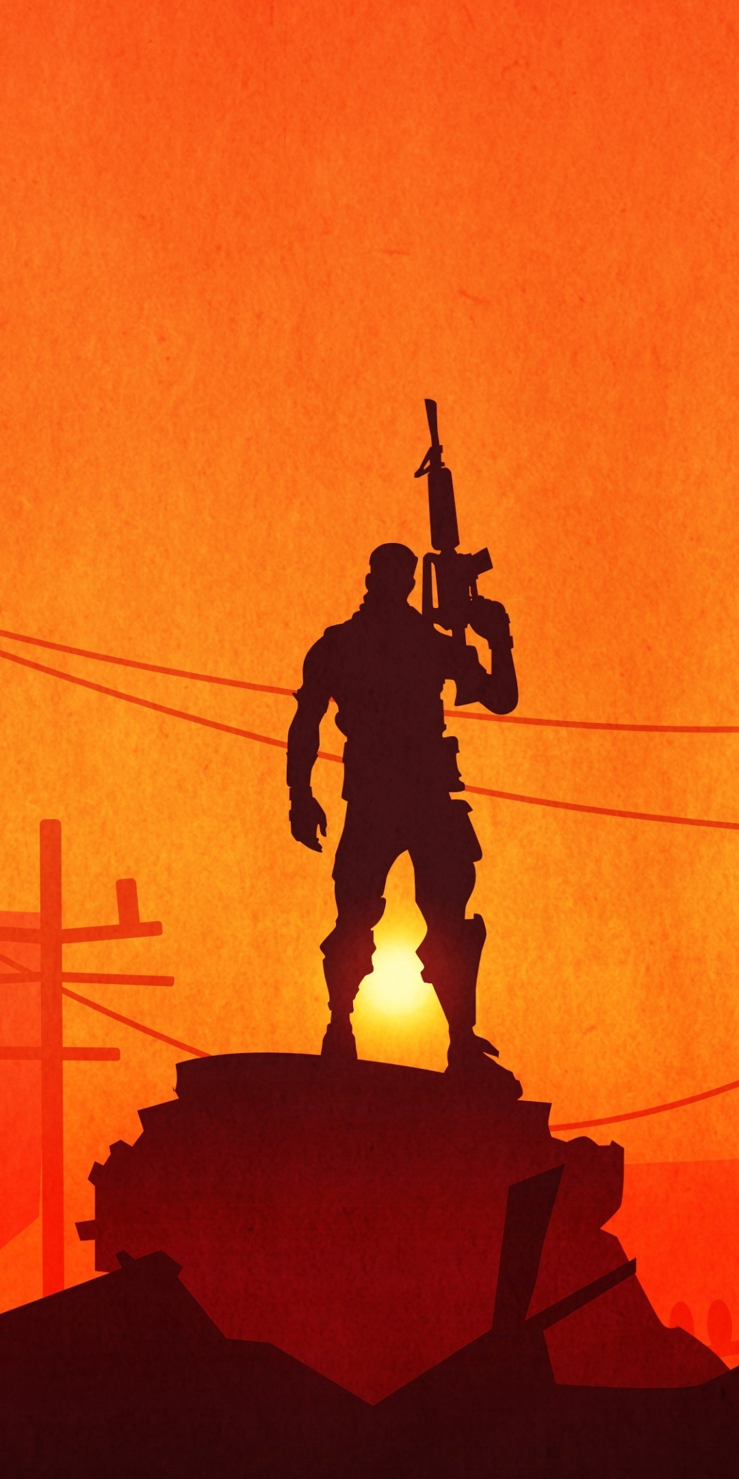 Fortnite, silhouette, video game, soldier, 1080x2160 wallpaper