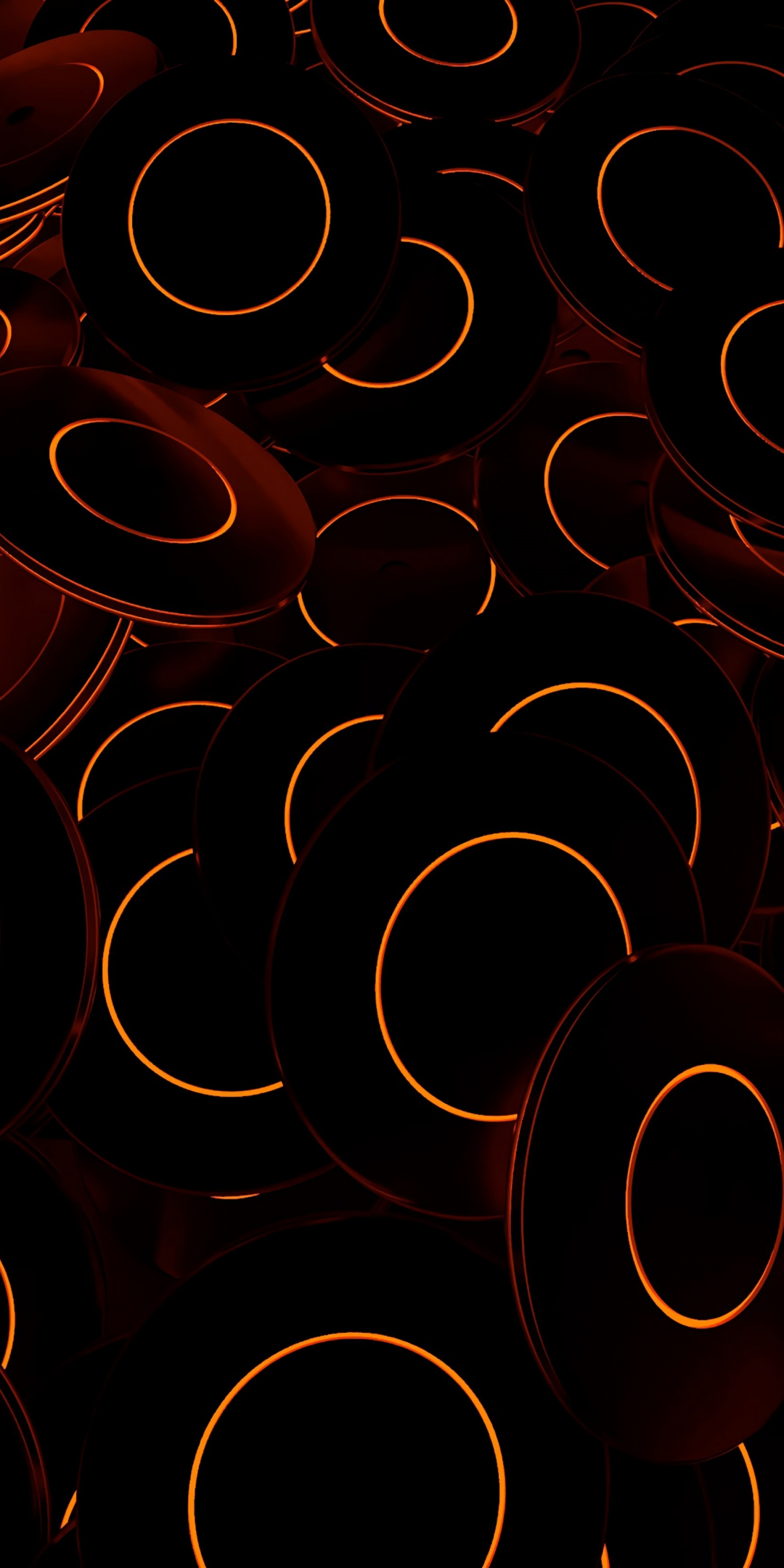 Dark, glowing disks, dark, glow, 1080x2160 wallpaper