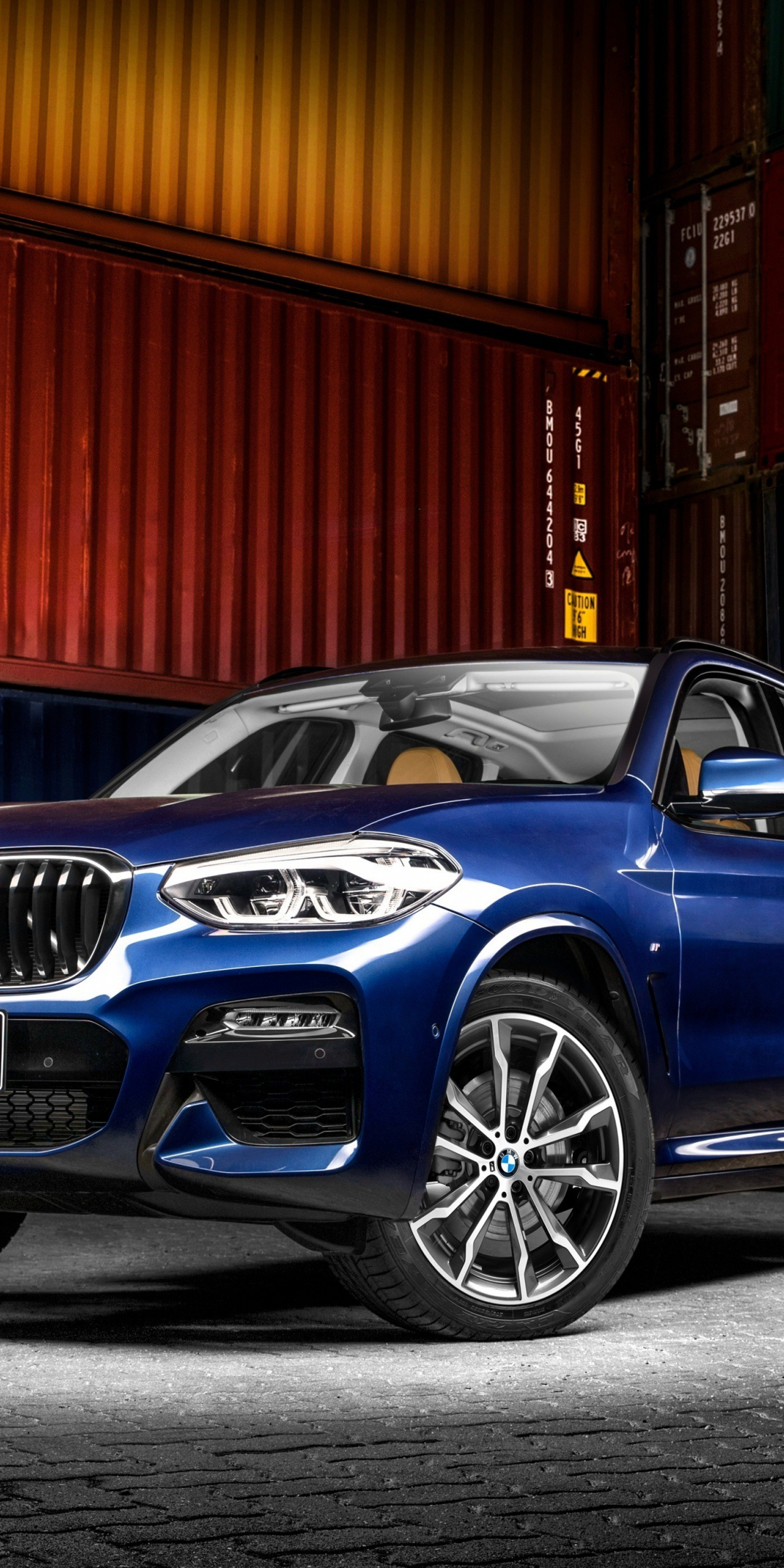 BMW X3, compact suv, blue, 1080x2160 wallpaper
