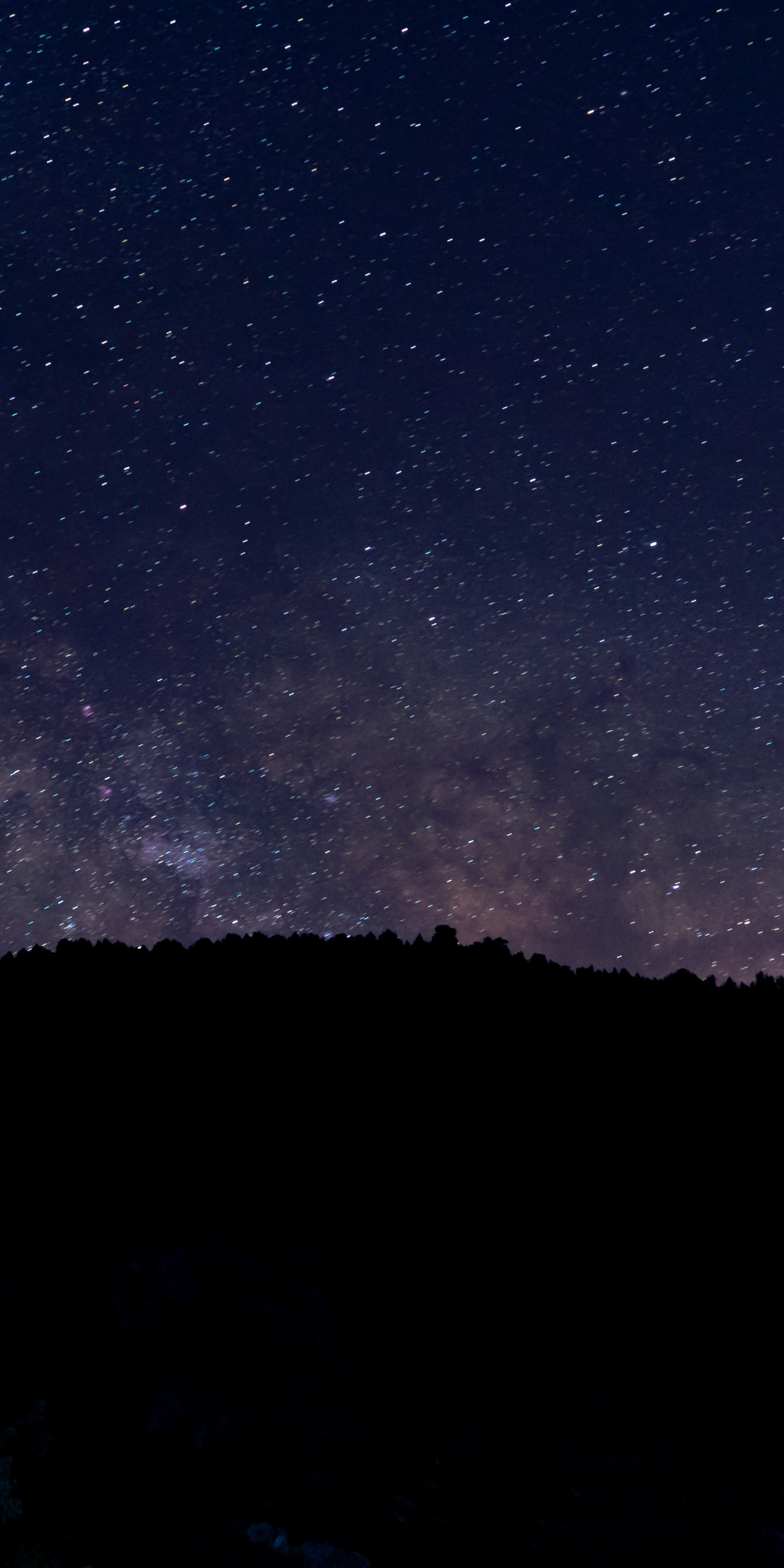 Hill, silhouette, night, starry sky, 1080x2160 wallpaper