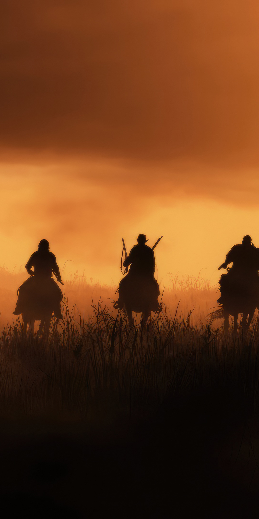 Red Dead Redemption 2, 2023, cowboys, silhouette, 1080x2160 wallpaper