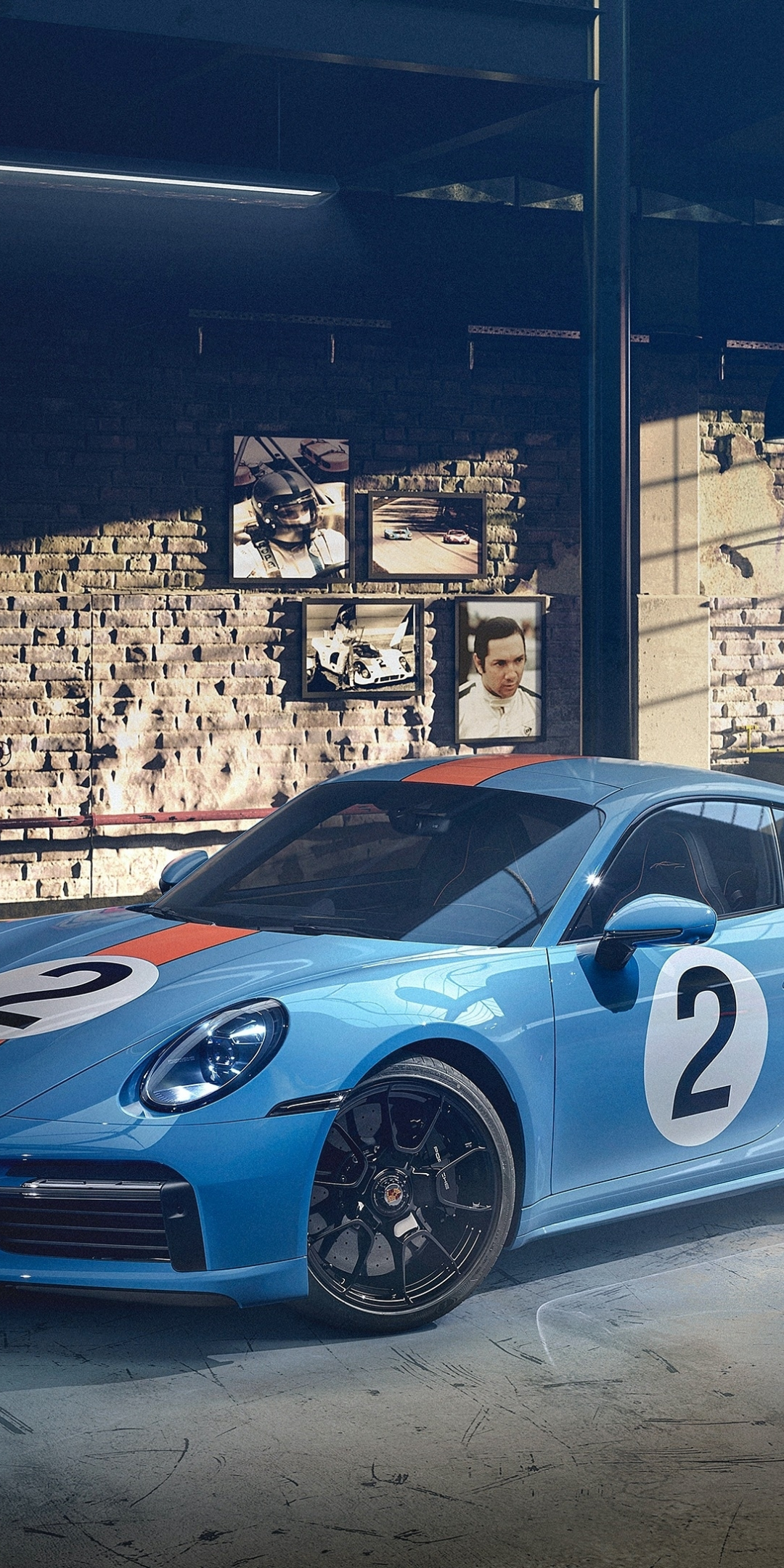 Porsche 911 Turbo S Rodriguez, blue sportcar, 1080x2160 wallpaper