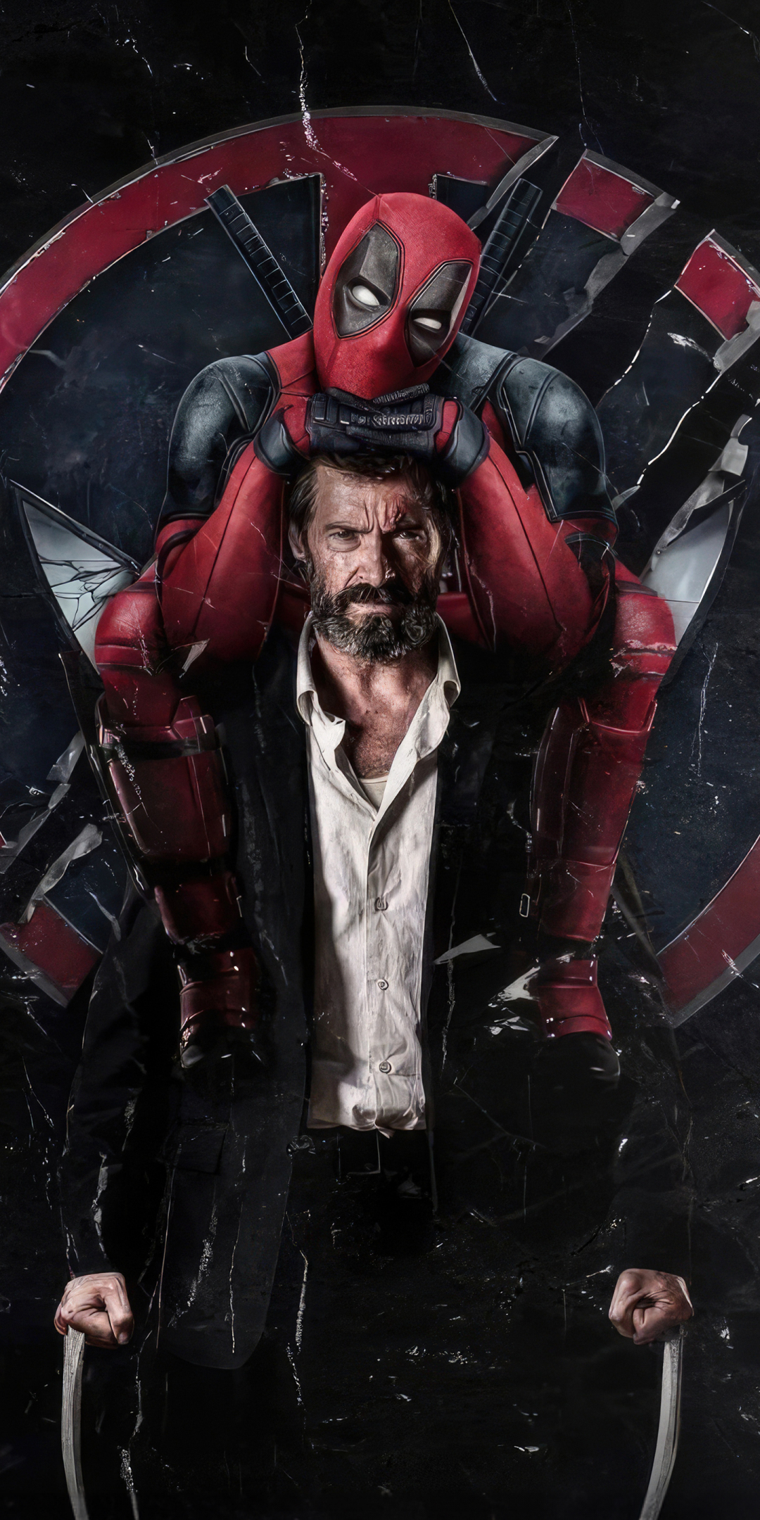 Logan and Deadpool, friends, art, 1080x2160 wallpaper