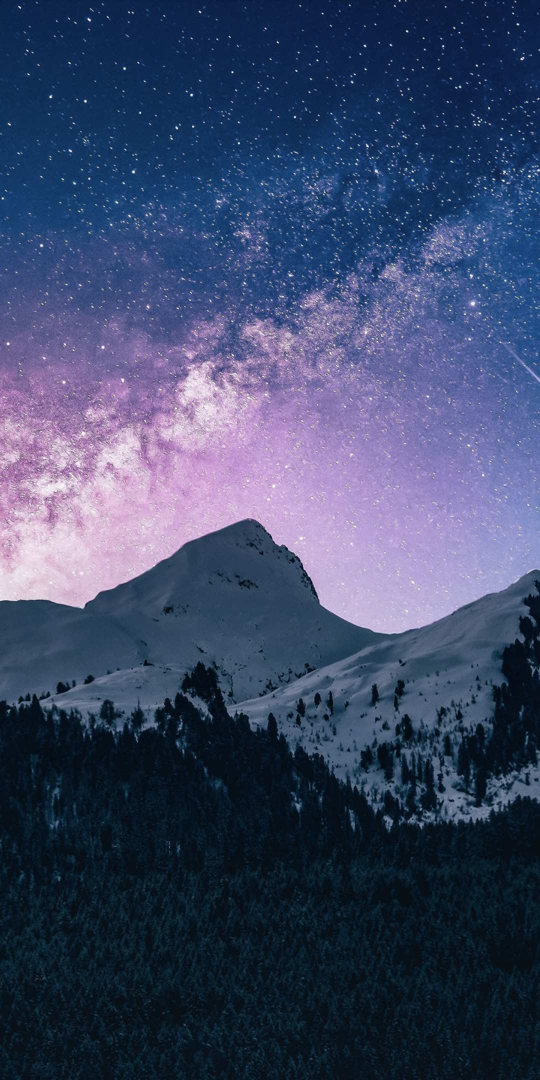 Mountains range, sky, night, milky way, 1080x2160 wallpaper