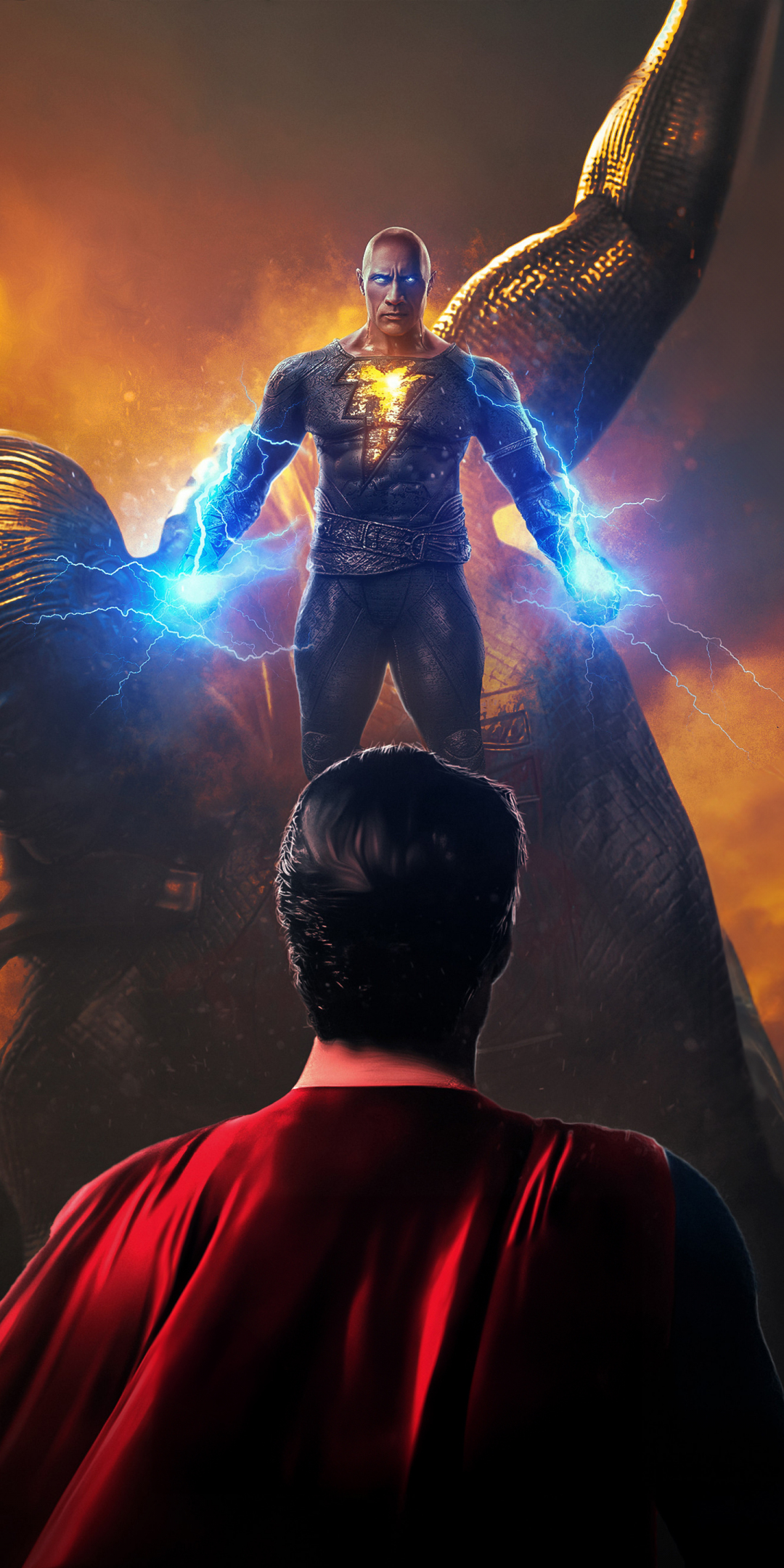 Black Adam vs. Superman, Fight of Heroes, 2023, 1080x2160 wallpaper
