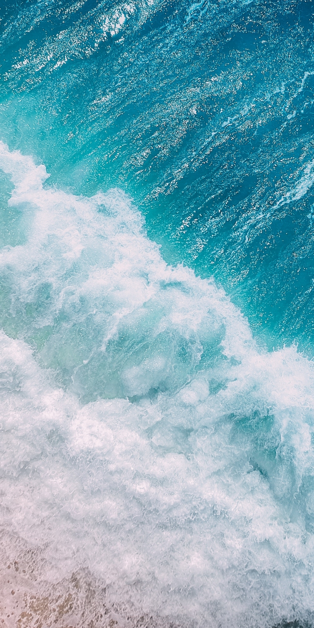 Ocean, blue waves, aerial view, 1080x2160 wallpaper