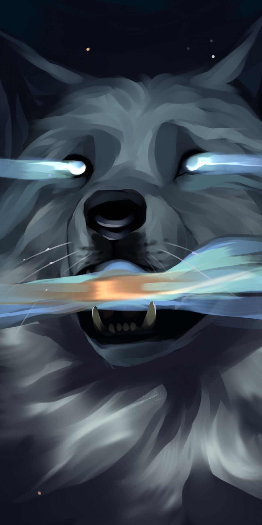 Wolf's muzzle, fantasy, art, 1080x2160 wallpaper