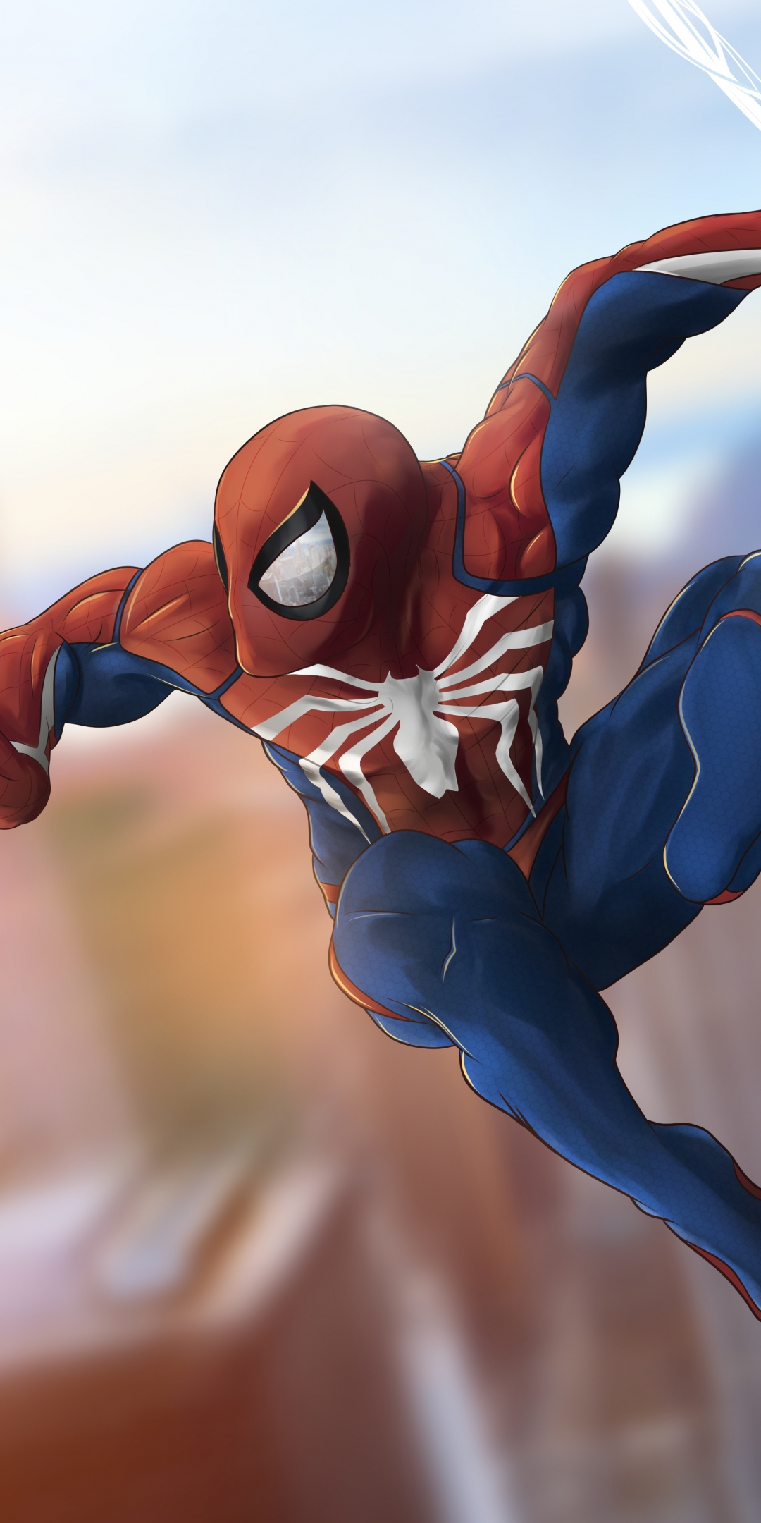 Spider-man, artwork, swing, 1080x2160 wallpaper