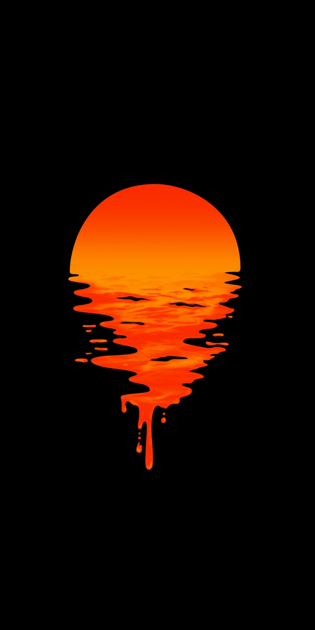Lake, sunset, orange, minimal, dark, 1080x2160 wallpaper