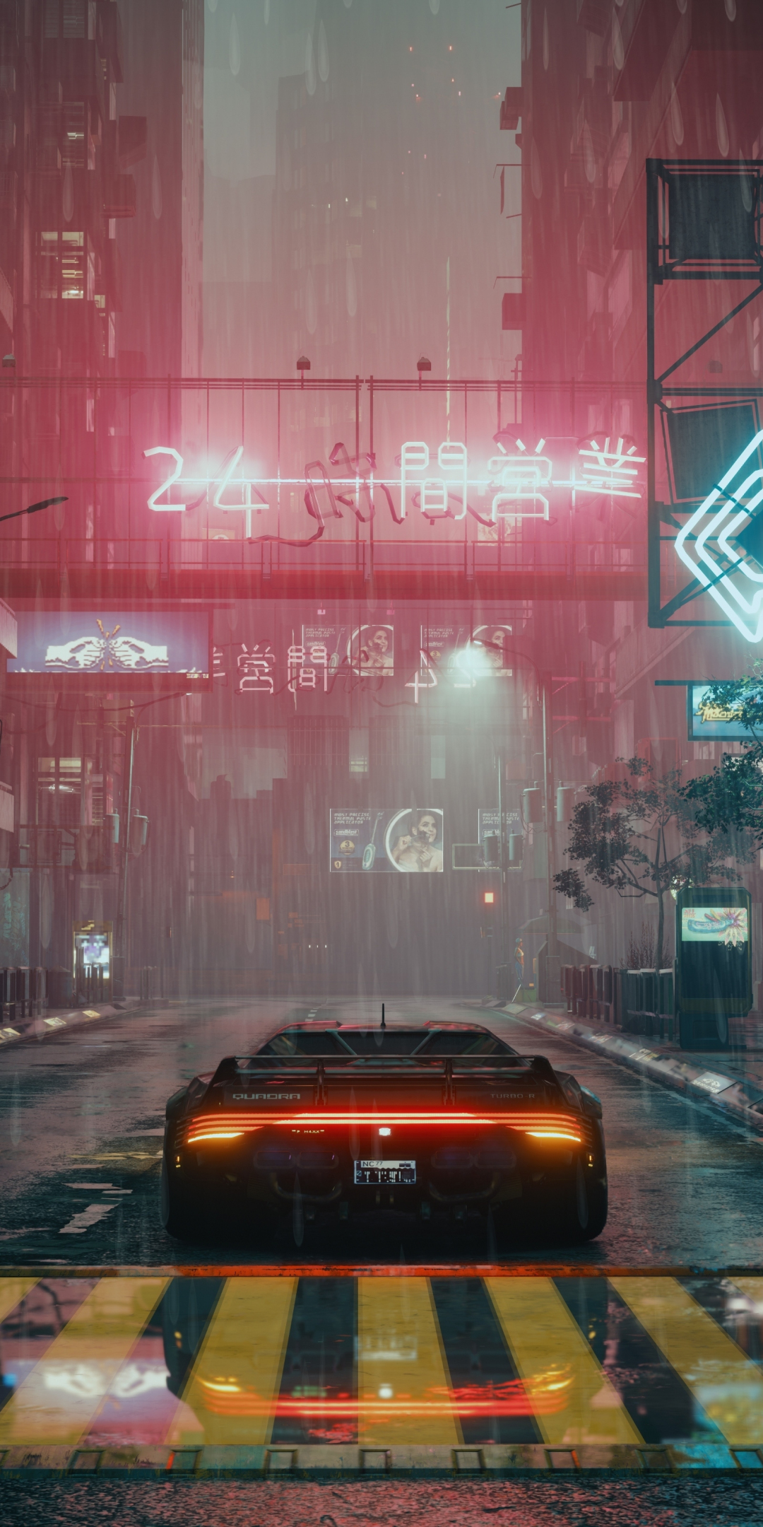Cyberpunk, game, city shot, car, 1080x2160 wallpaper