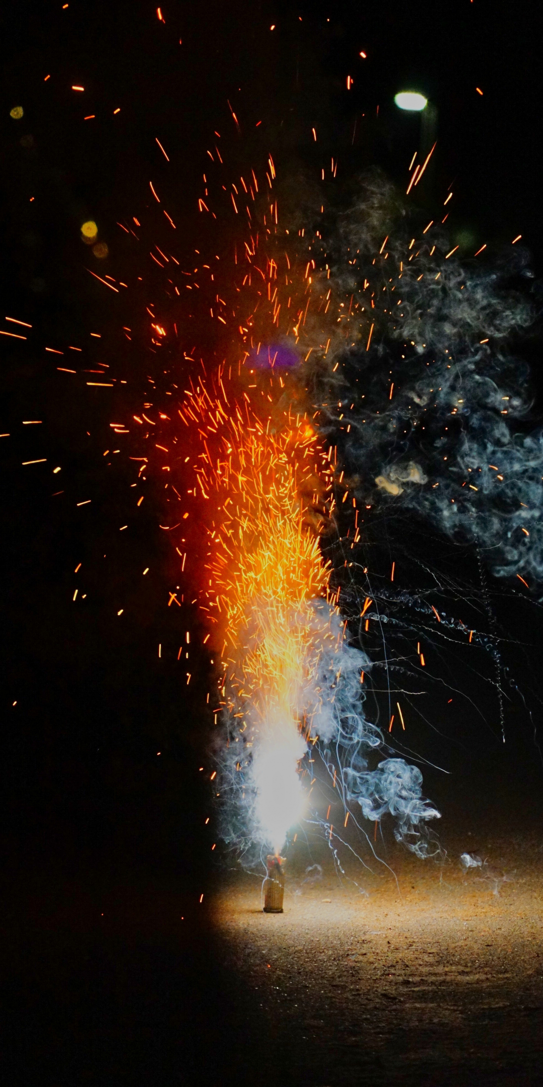 Fireworks, night, smoke, celebration, 1080x2160 wallpaper