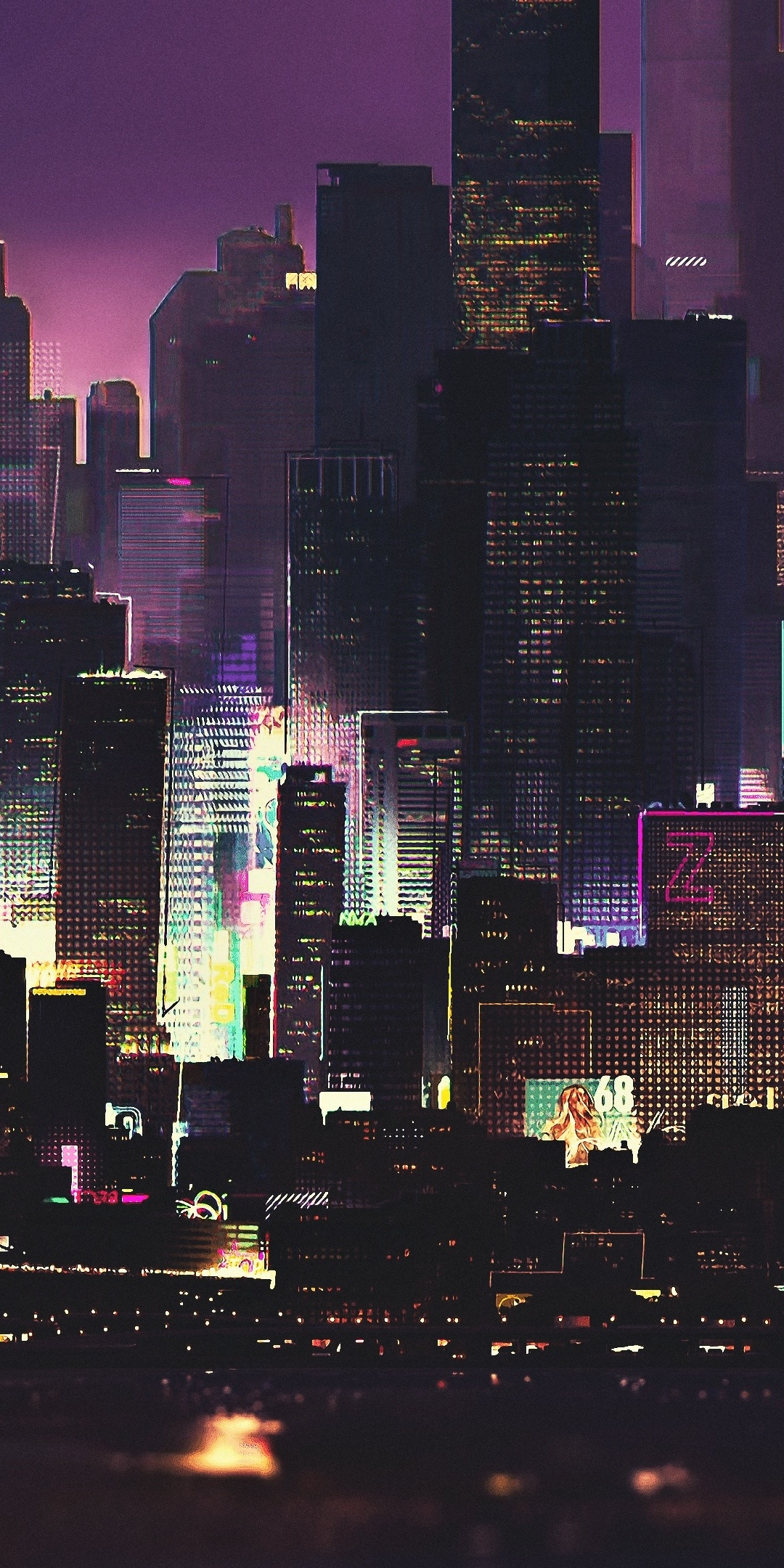 Cyberpunk, buildings, dark, night, cityscape, art, 1080x2160 wallpaper