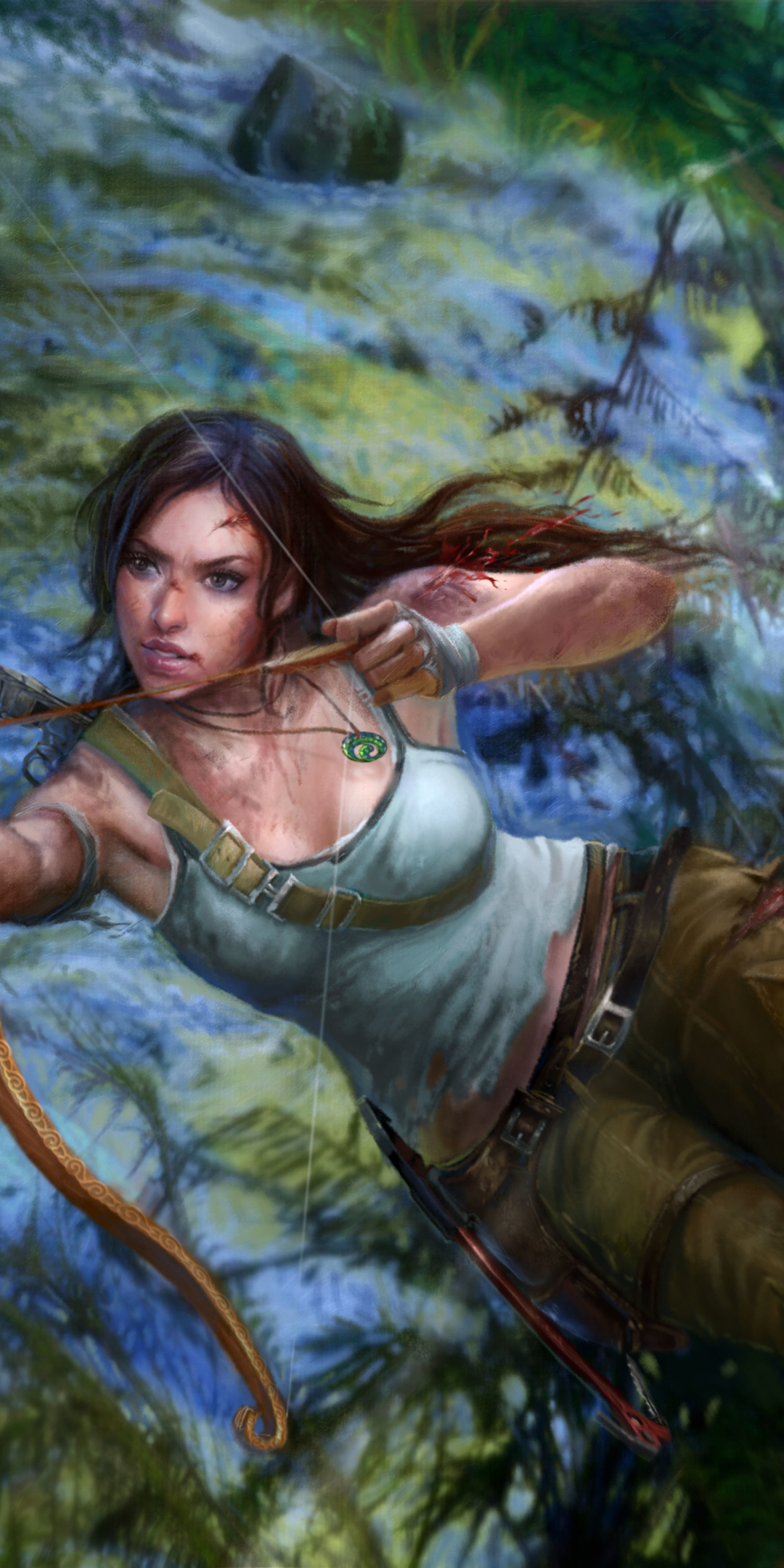 Tomb Raider, video game, archer, dive, art, 1080x2160 wallpaper