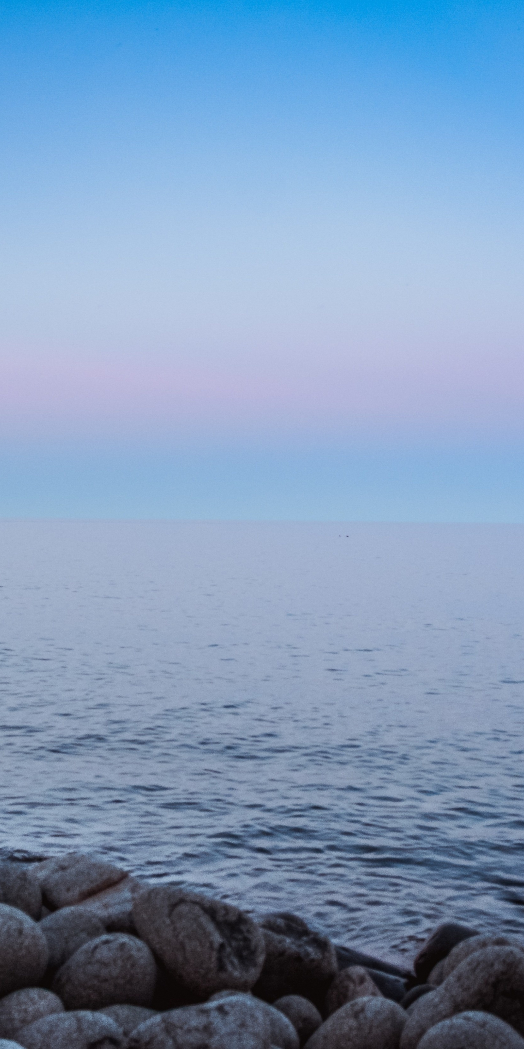 Coast, water, skyline, rocks, sunset, blue sky, 1080x2160 wallpaper