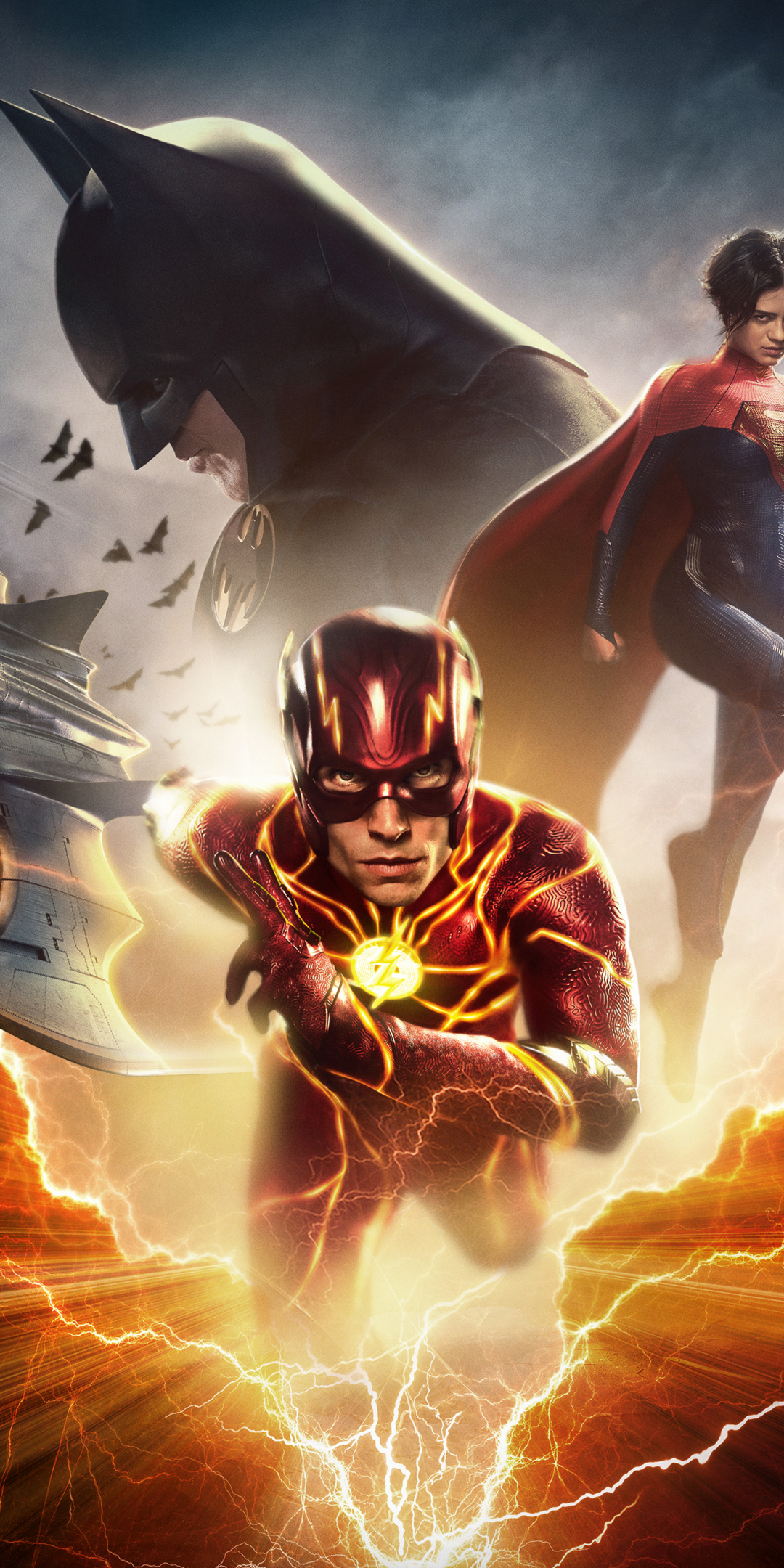 The Flash, DC movie poster, batman and supergirl, 1080x2160 wallpaper