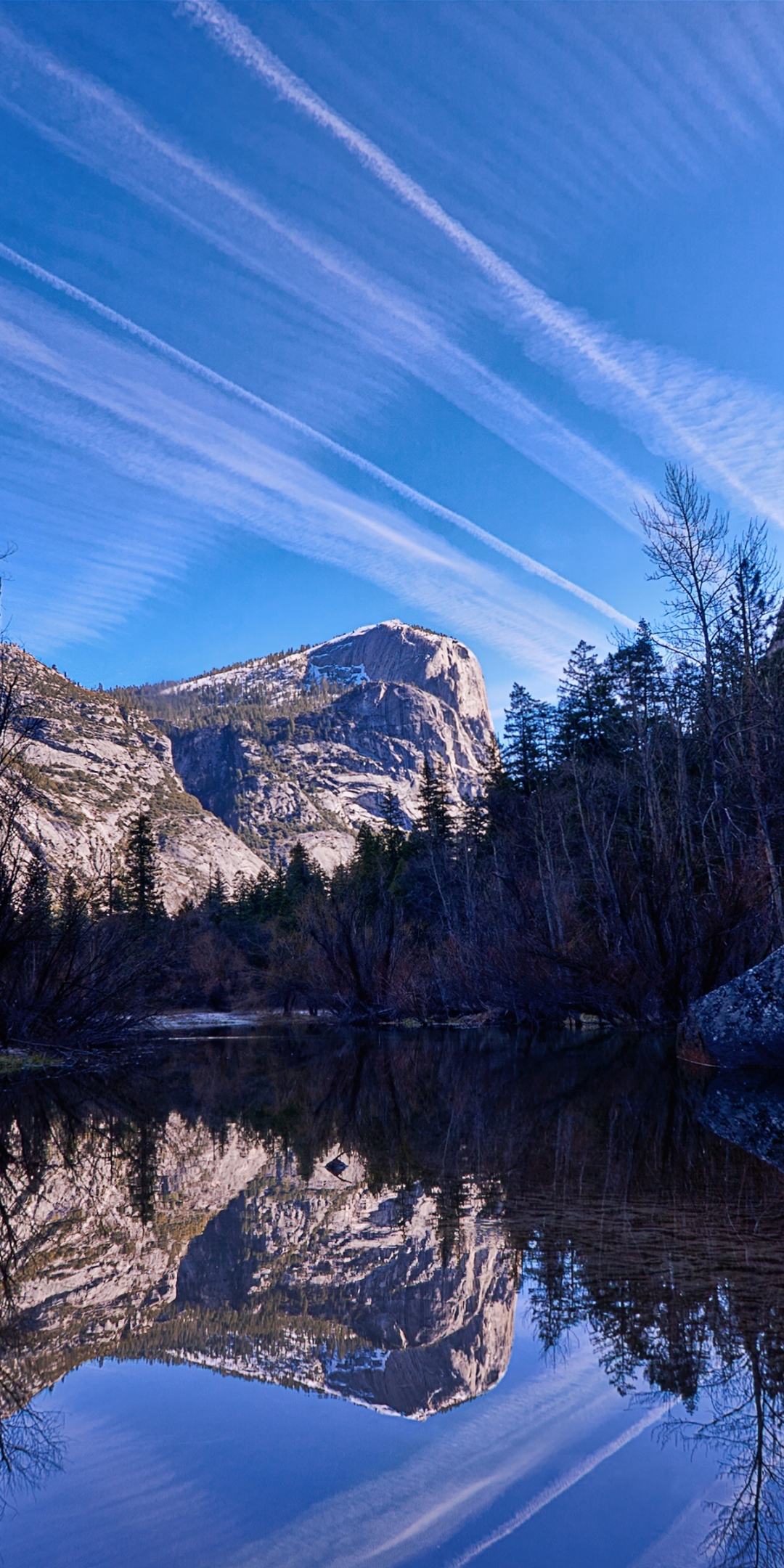 Yosemite valley, lake, big rock, nature, 1080x2160 wallpaper