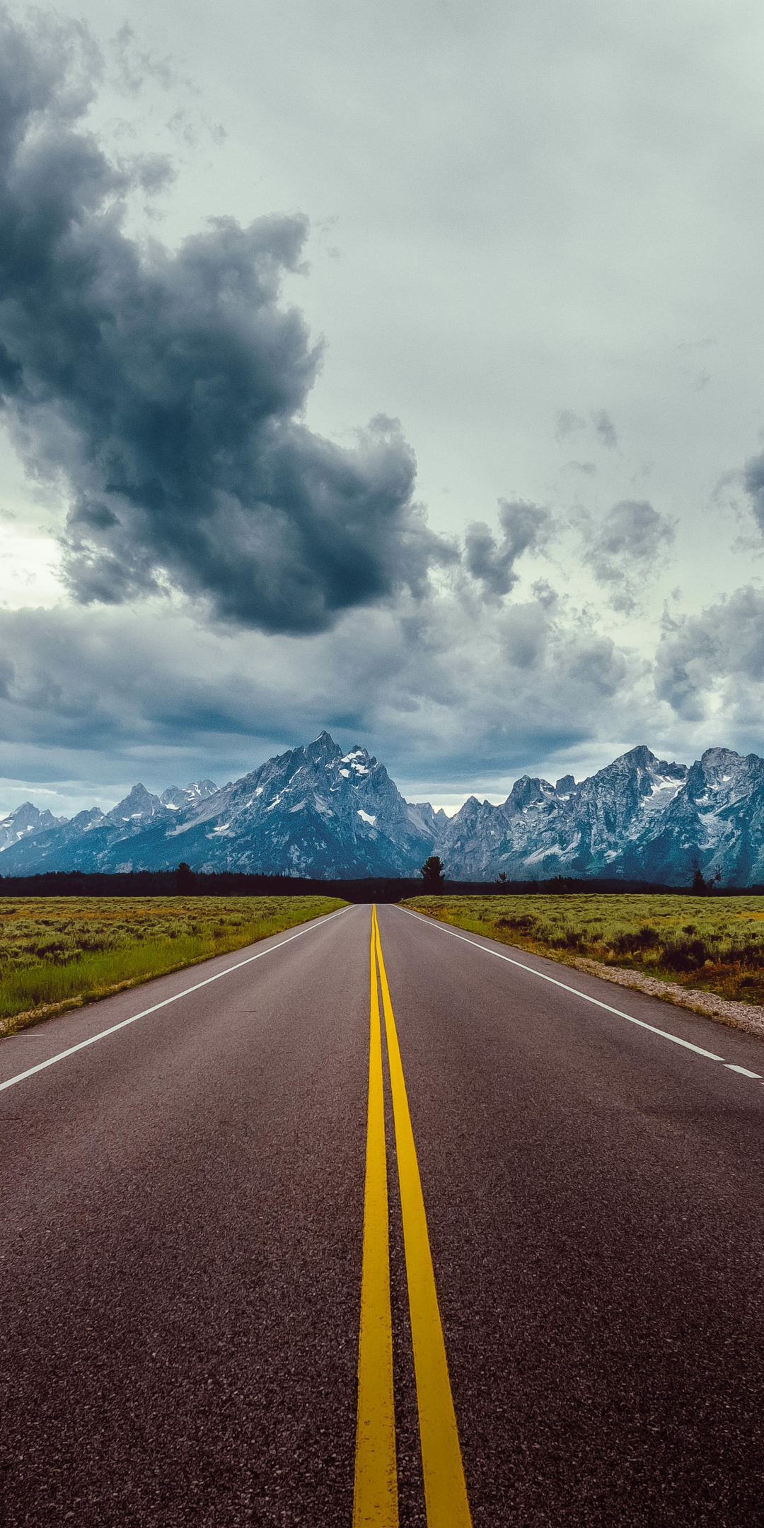 Marks, highway, road, landscape, mountains, clouds, nature, 1080x2160 wallpaper