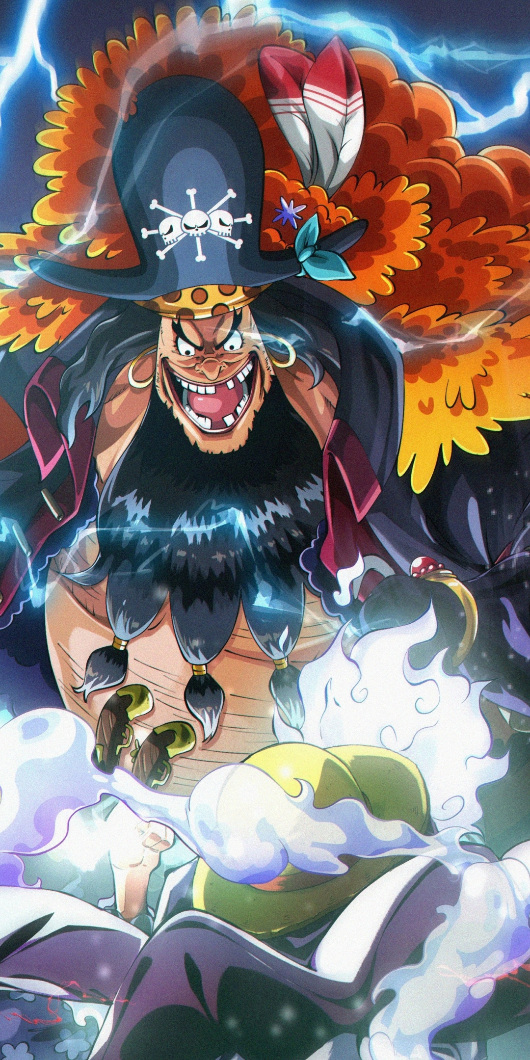 Anime, Marshall D. Teach, Pirate villain, 1080x2160 wallpaper