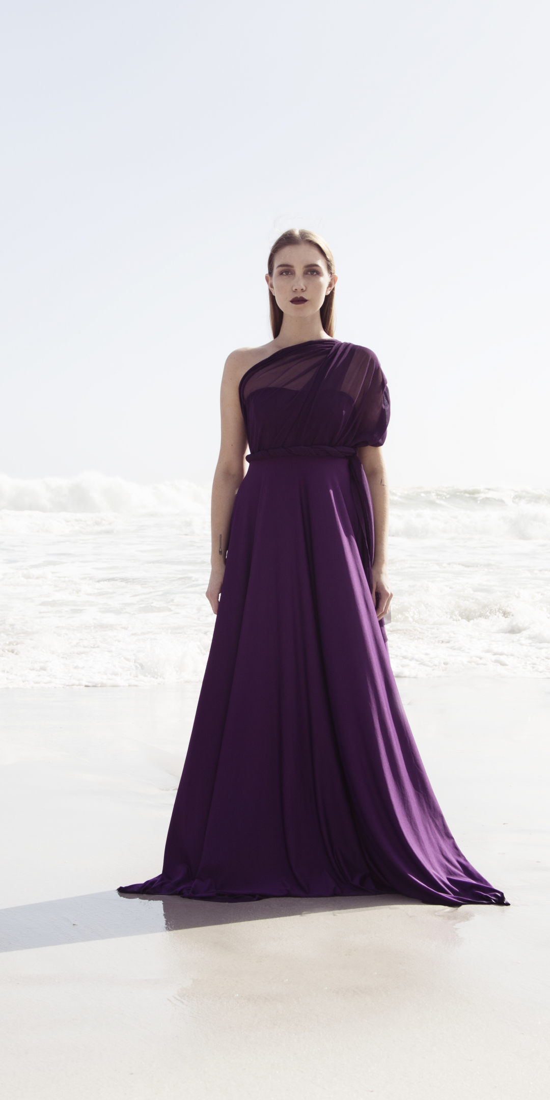 Purple gown, dress, girl, outdoors, 1080x2160 wallpaper