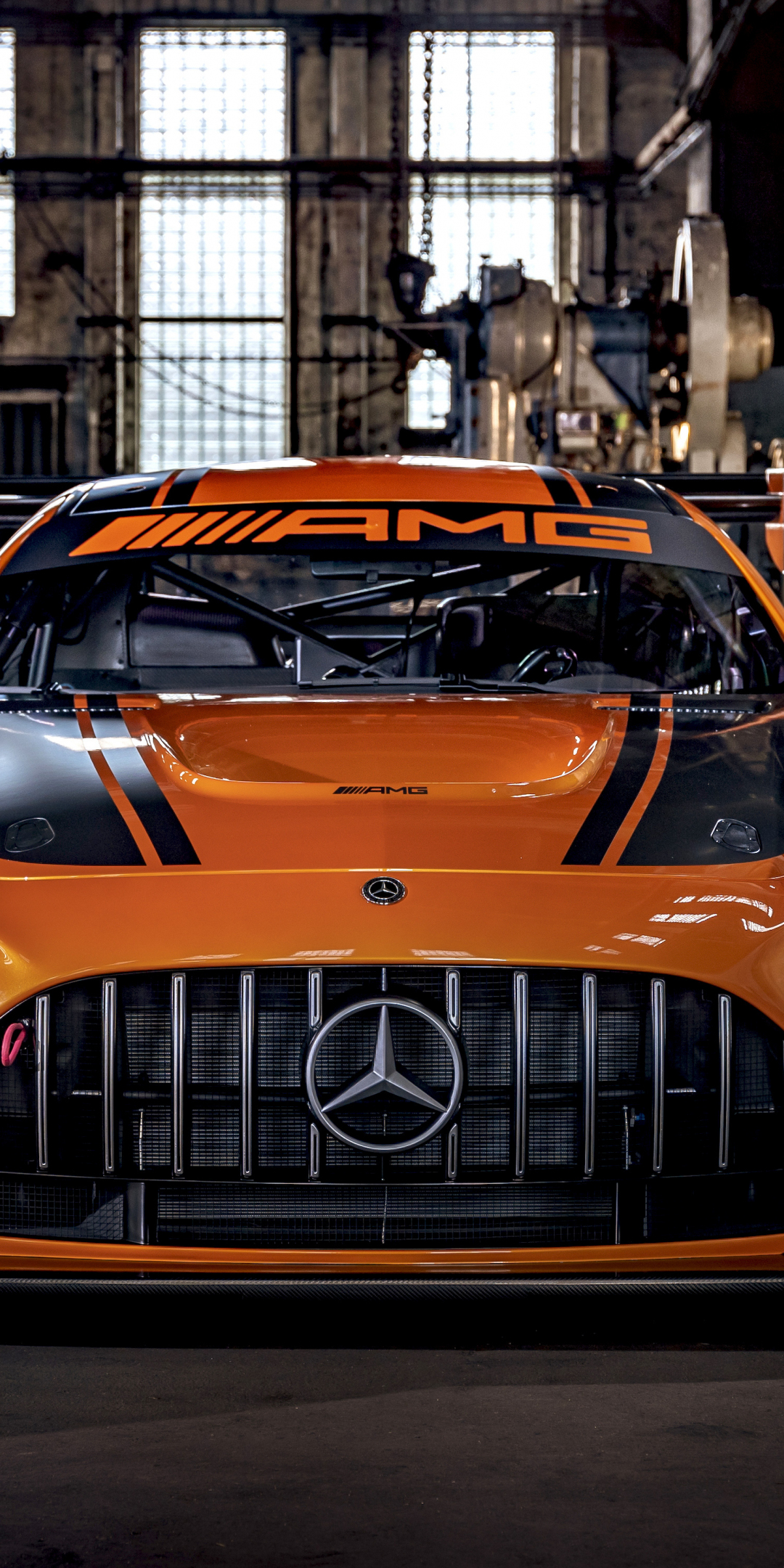 Mercedes-AMG GT3, orange car, 2019, 1080x2160 wallpaper