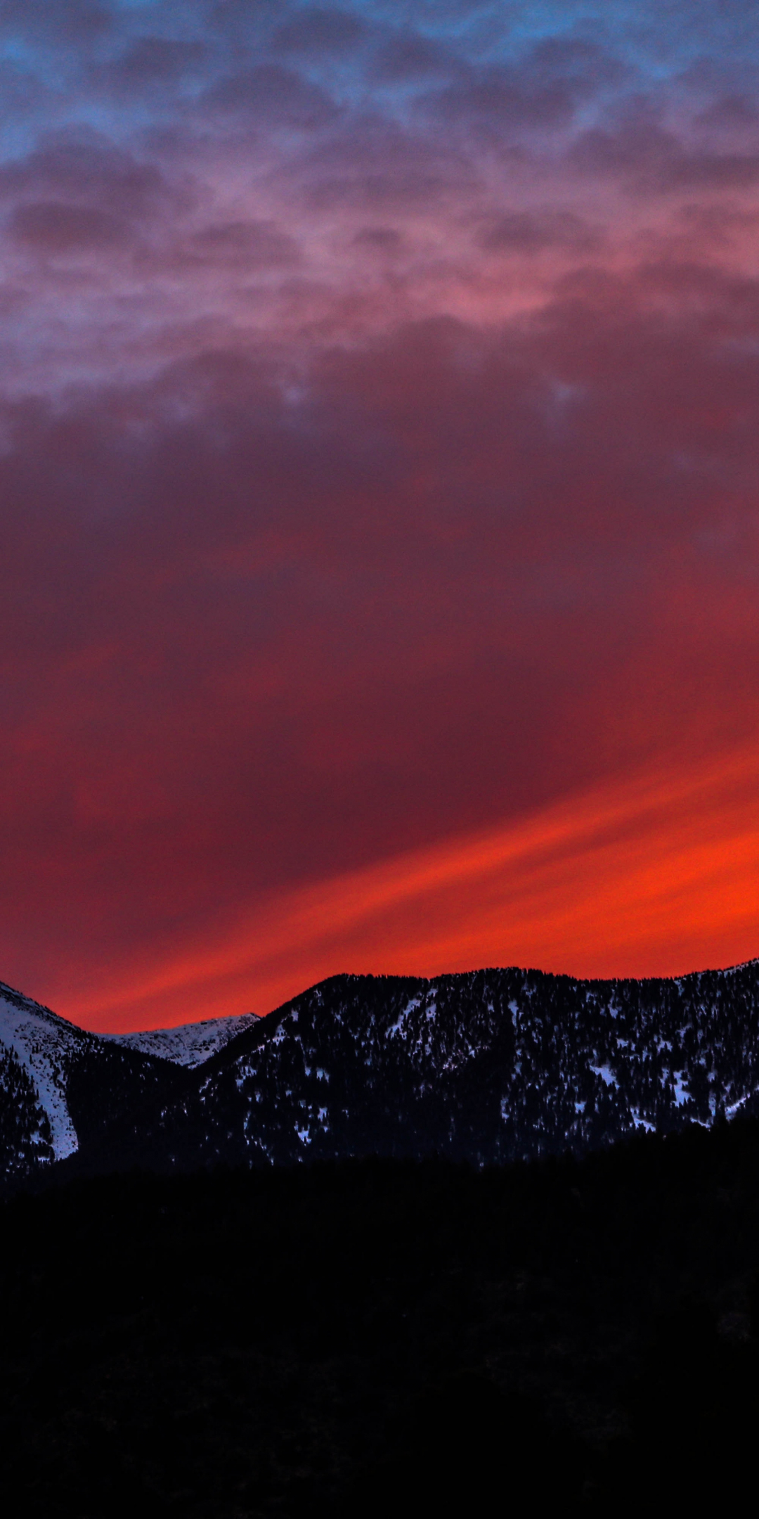 Mountains, sunset, sky, snow mountains, 1080x2160 wallpaper