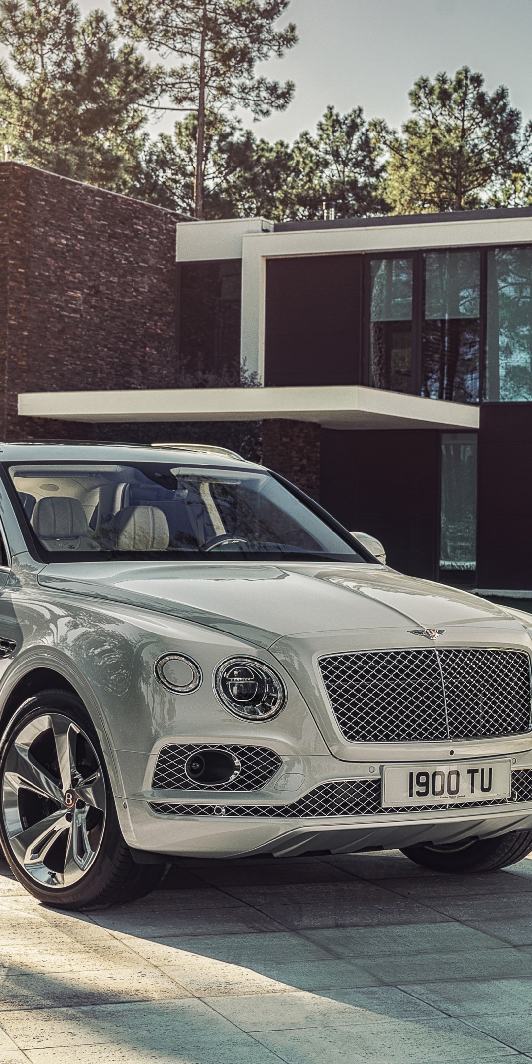 Silver, Bentley Bentayga, compact, front, 1080x2160 wallpaper