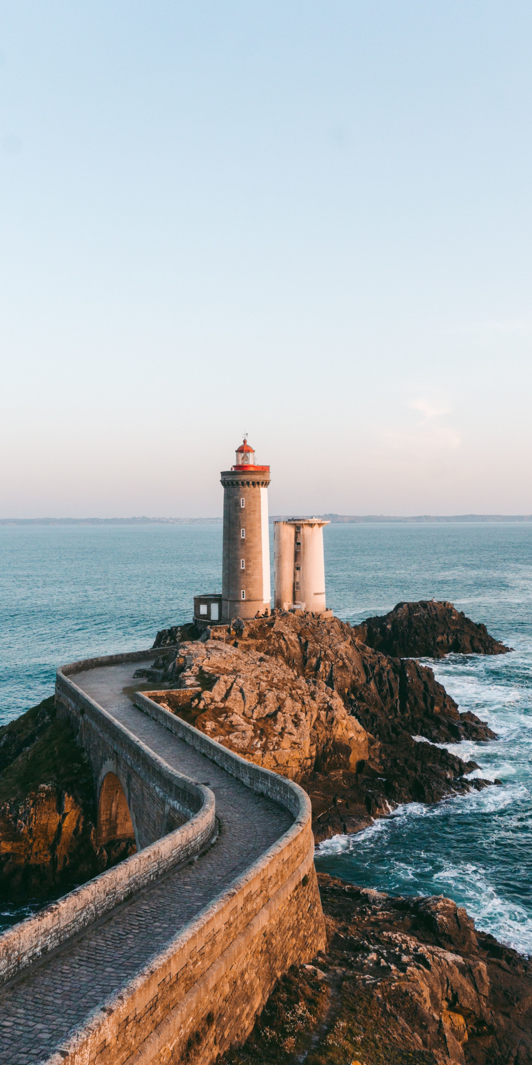 Lighthouse at coast, sea, 1080x2160 wallpaper