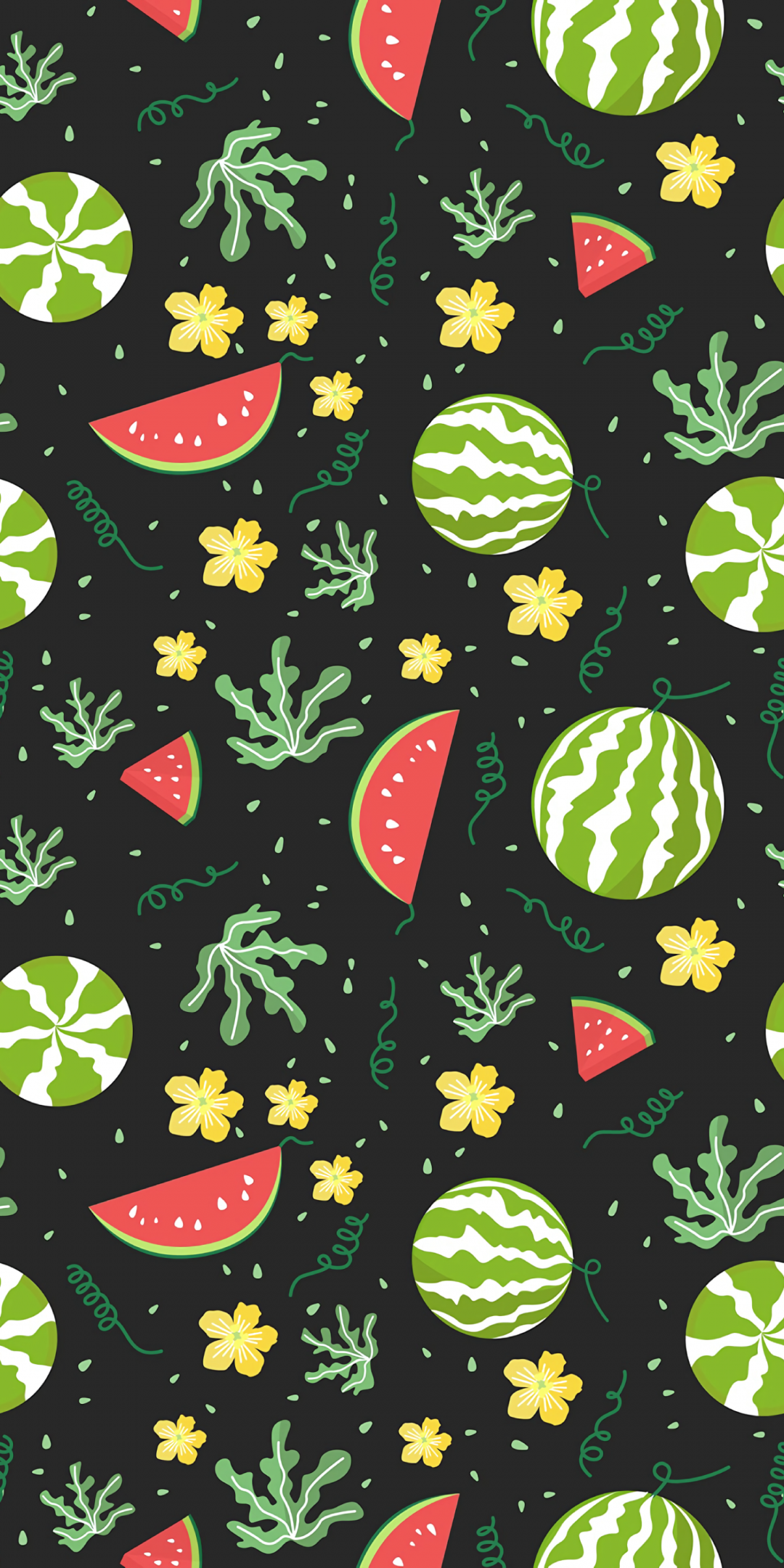 Watermelons, fruits, pattern, digital art, 1080x2160 wallpaper