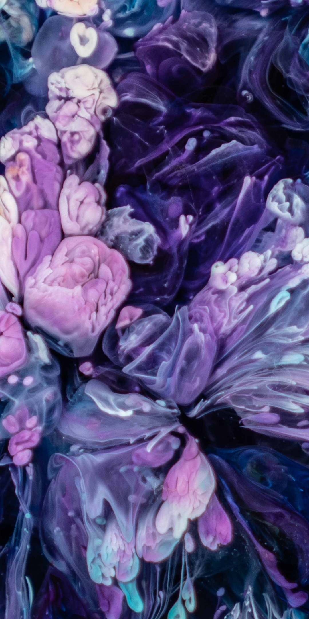 Purple, floral, blossom, art, 1080x2160 wallpaper