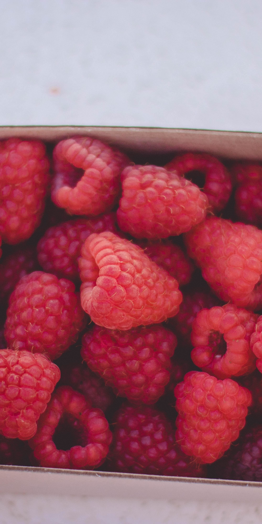 Raspberries, fruits, red, box, 1080x2160 wallpaper