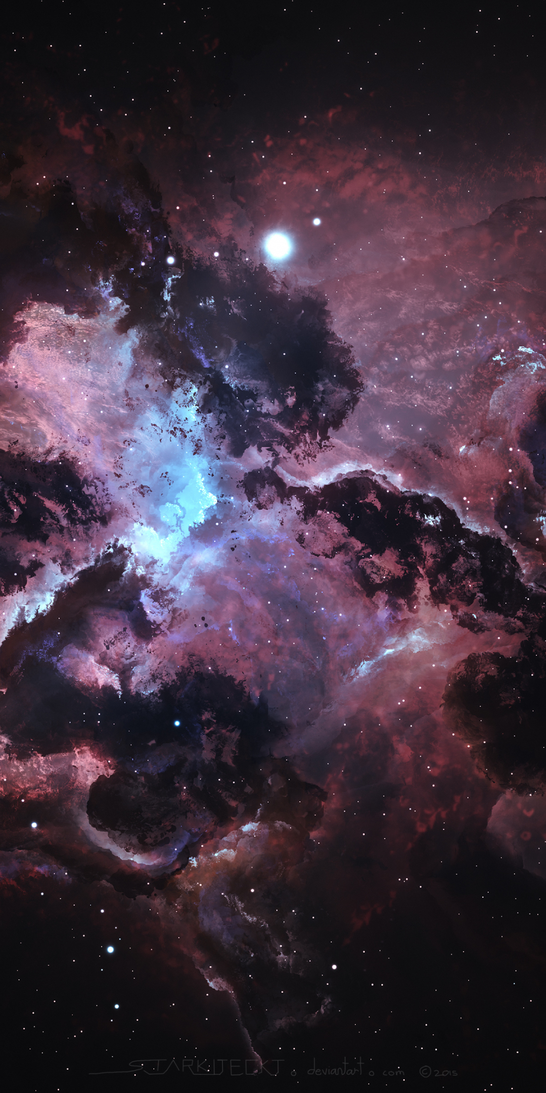 Nebula, dark, space, stars, clouds, art, 1080x2160 wallpaper