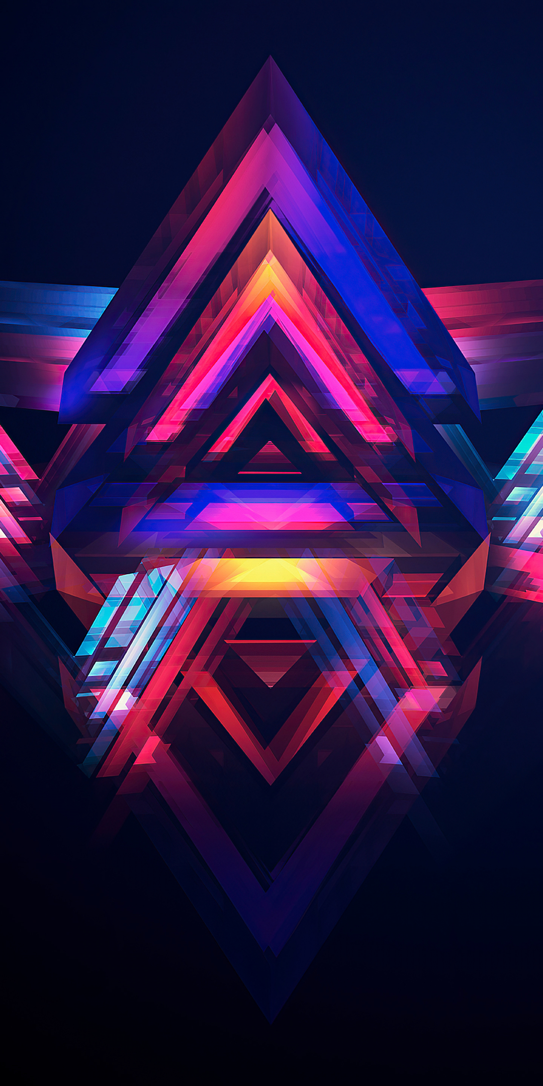 Facets, multicolored triangular shapes, abstract, 1080x2160 wallpaper