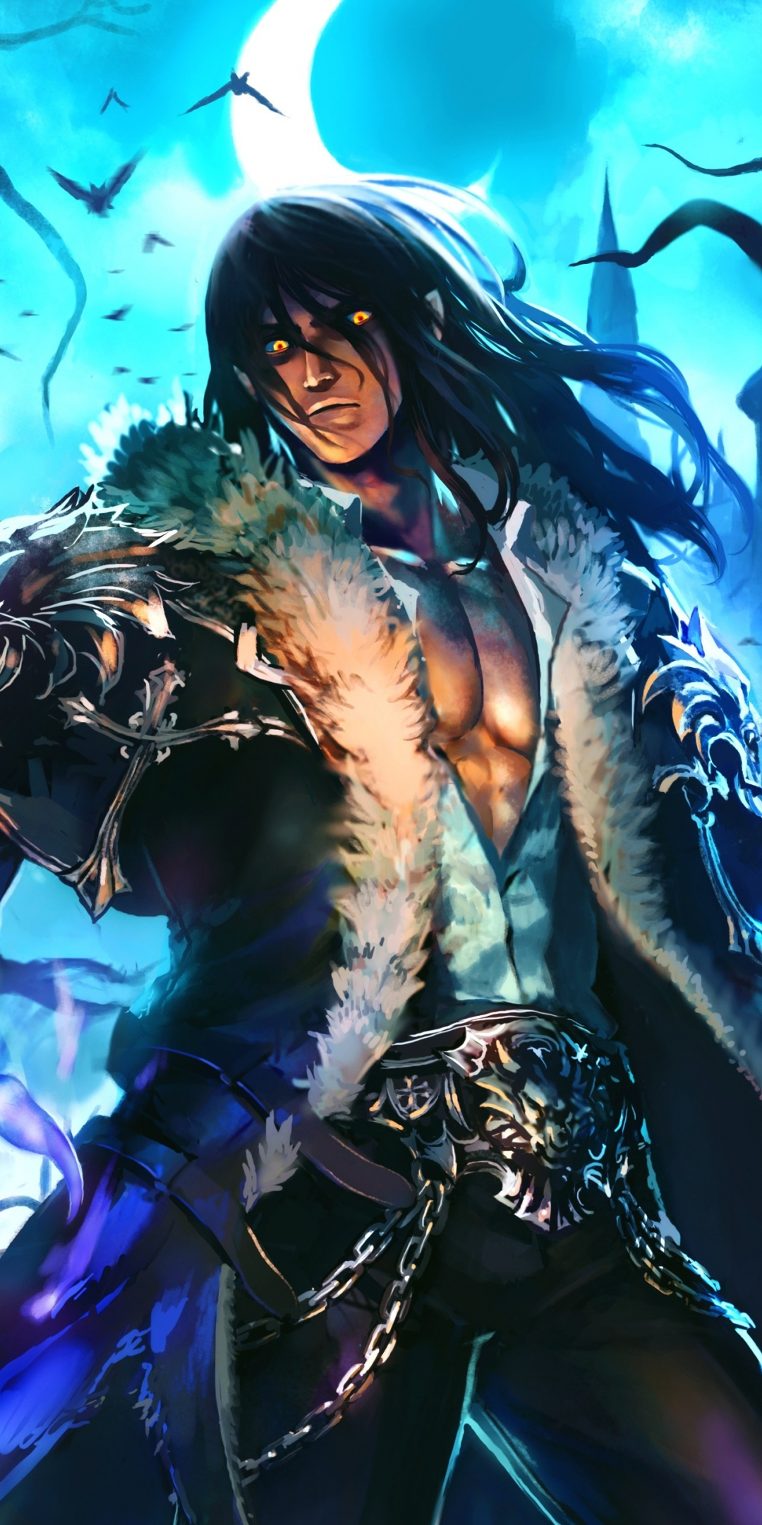 Fantasy, wolf king, art, 1080x2160 wallpaper