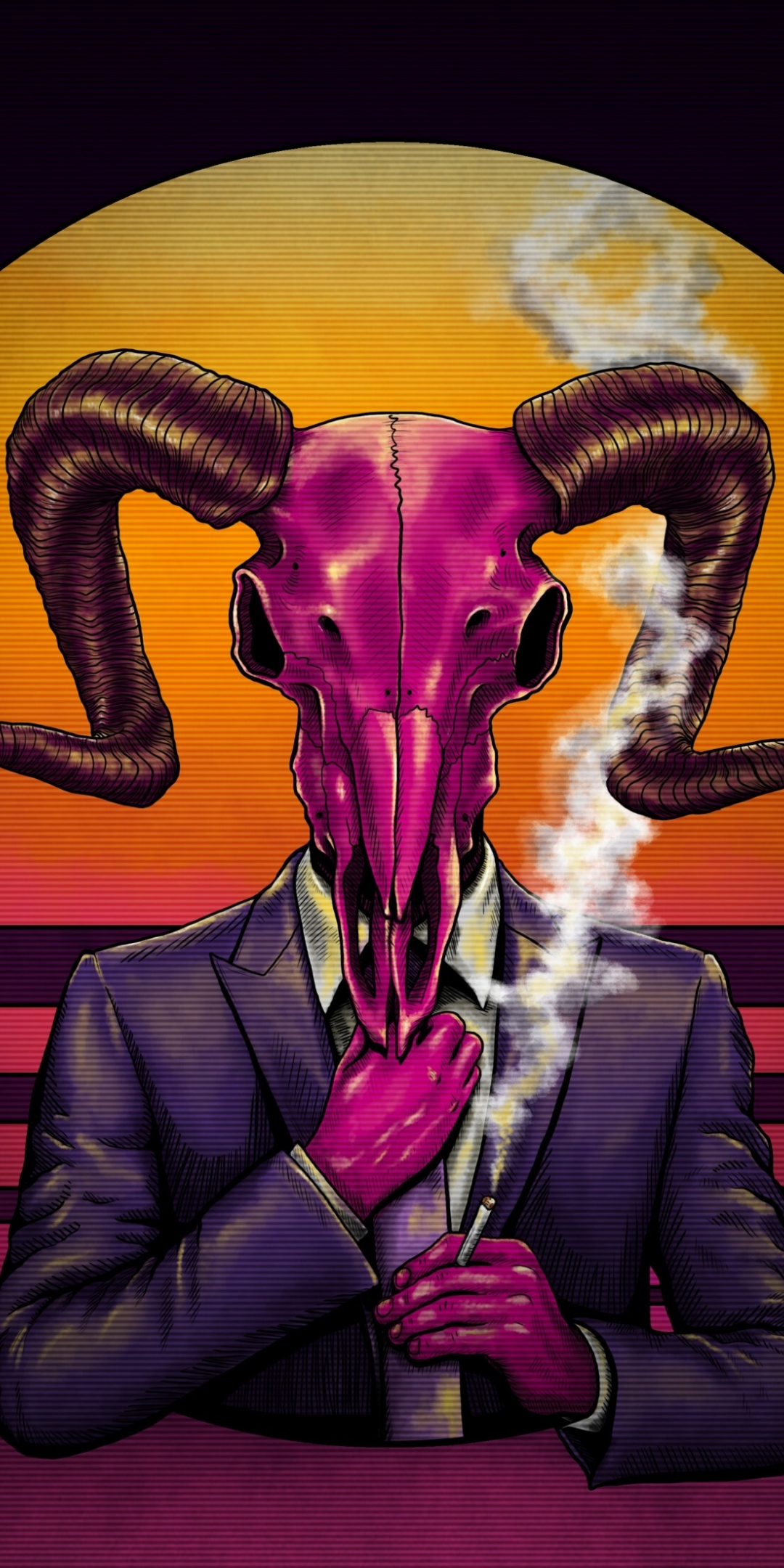 Download 1080x2160 wallpaper demon in suit, horns, fantasy, art, honor