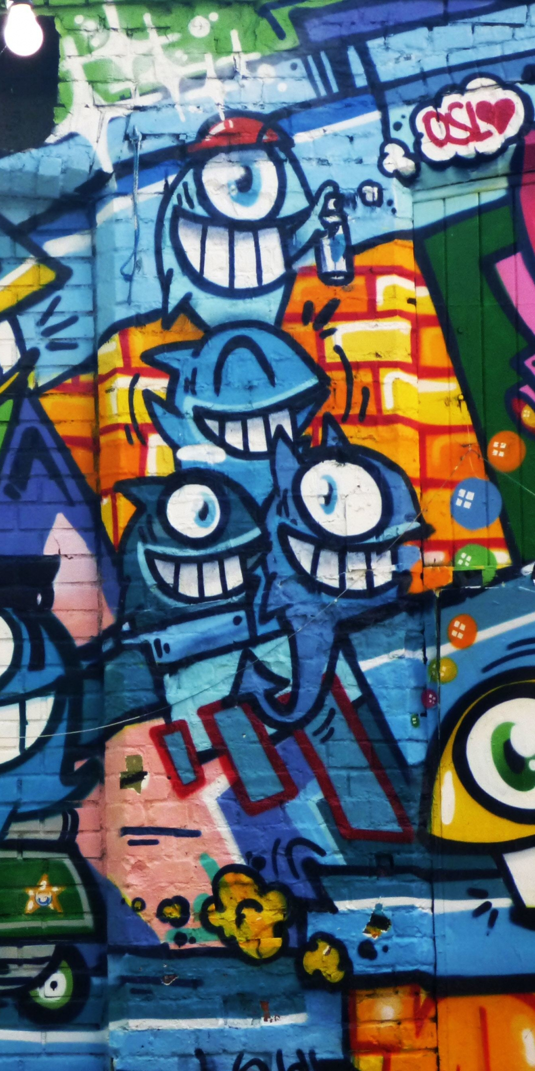 Graffiti, wall art, bright, street wall, 1080x2160 wallpaper