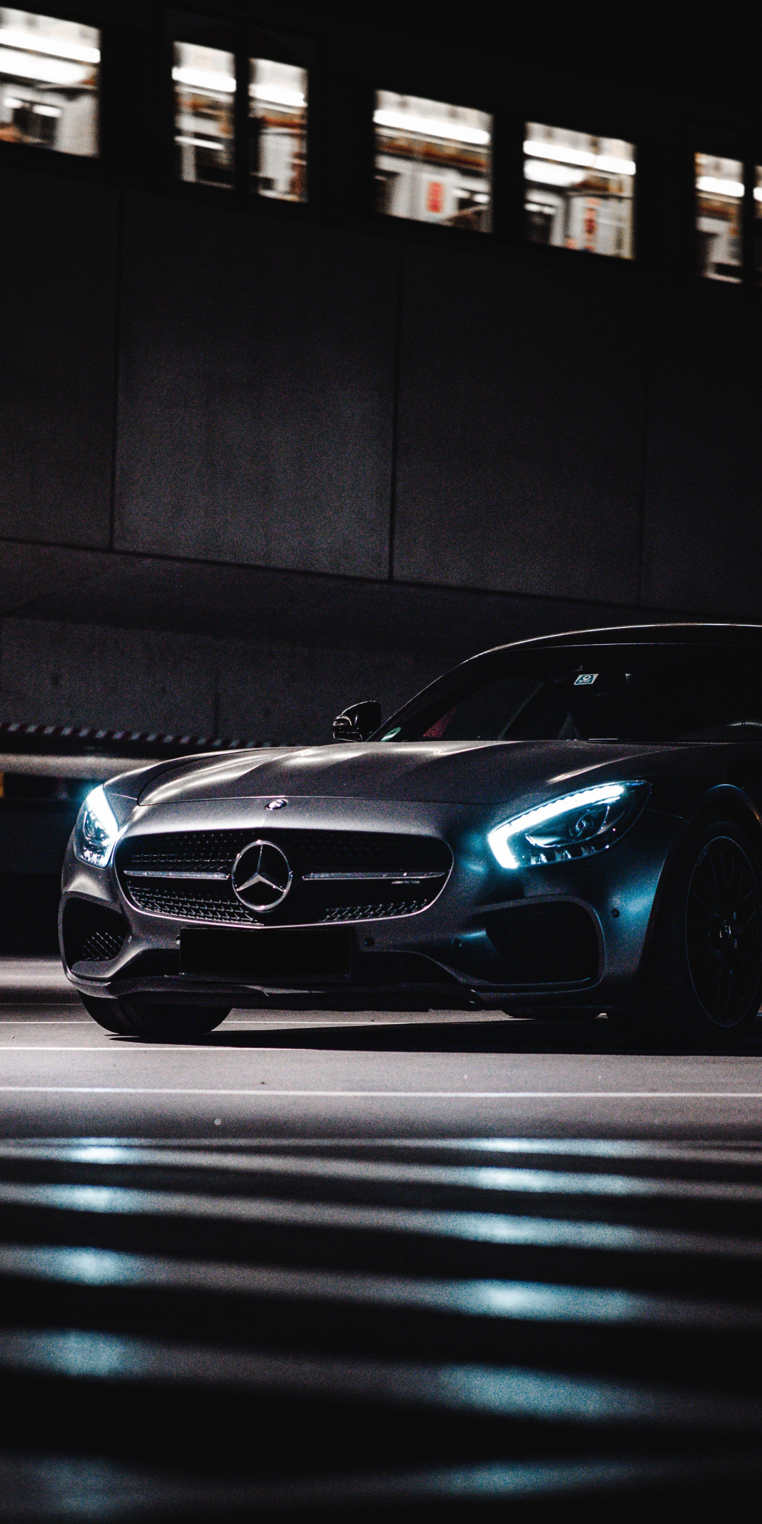 Luxurious car, black Mercedes-Benz, 1080x2160 wallpaper