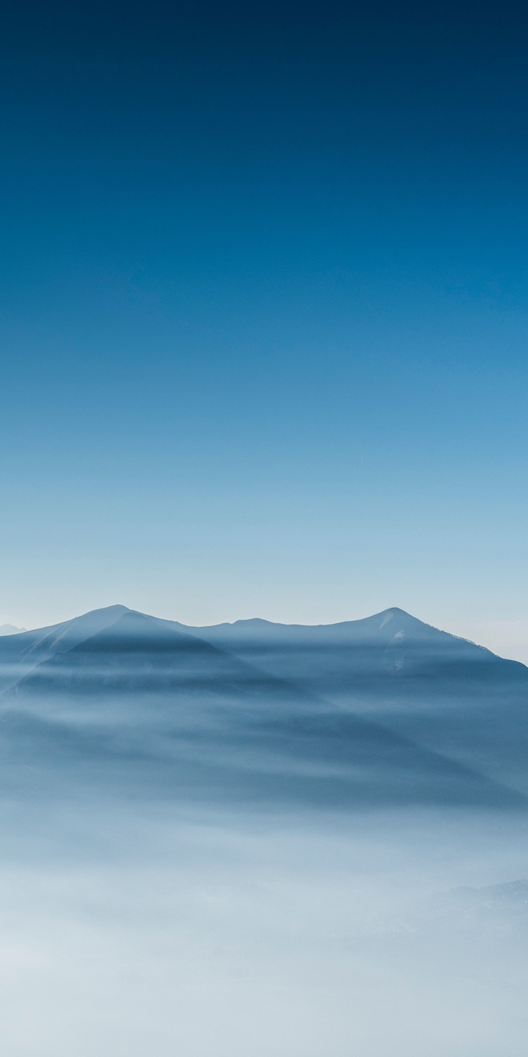 Mountains, dawn, nature, clouds, blue sky, clean, fog, 1080x2160 wallpaper