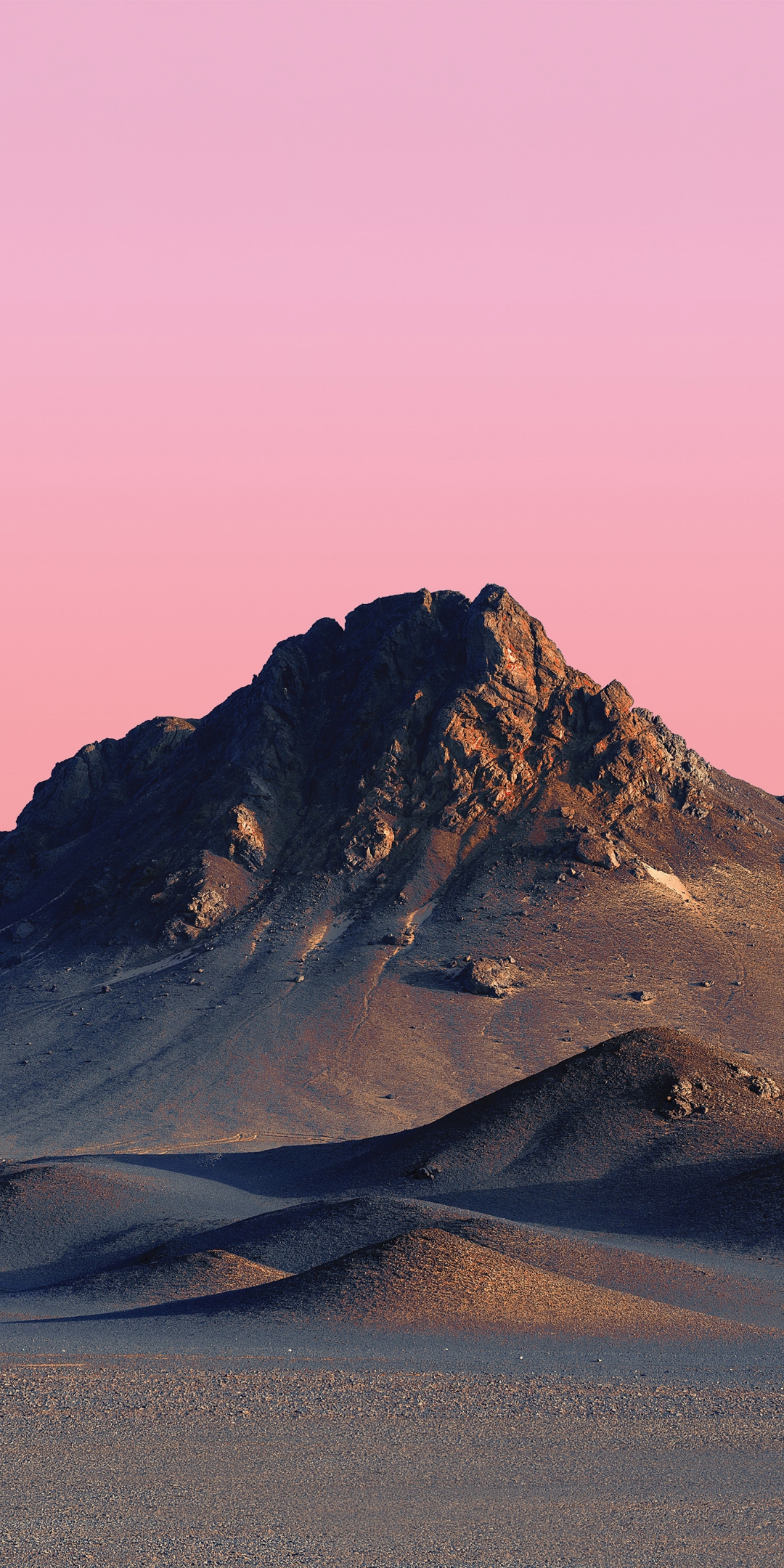 Pink n clean sky, hilltop, desert, sunset, nature, 1080x2160 wallpaper