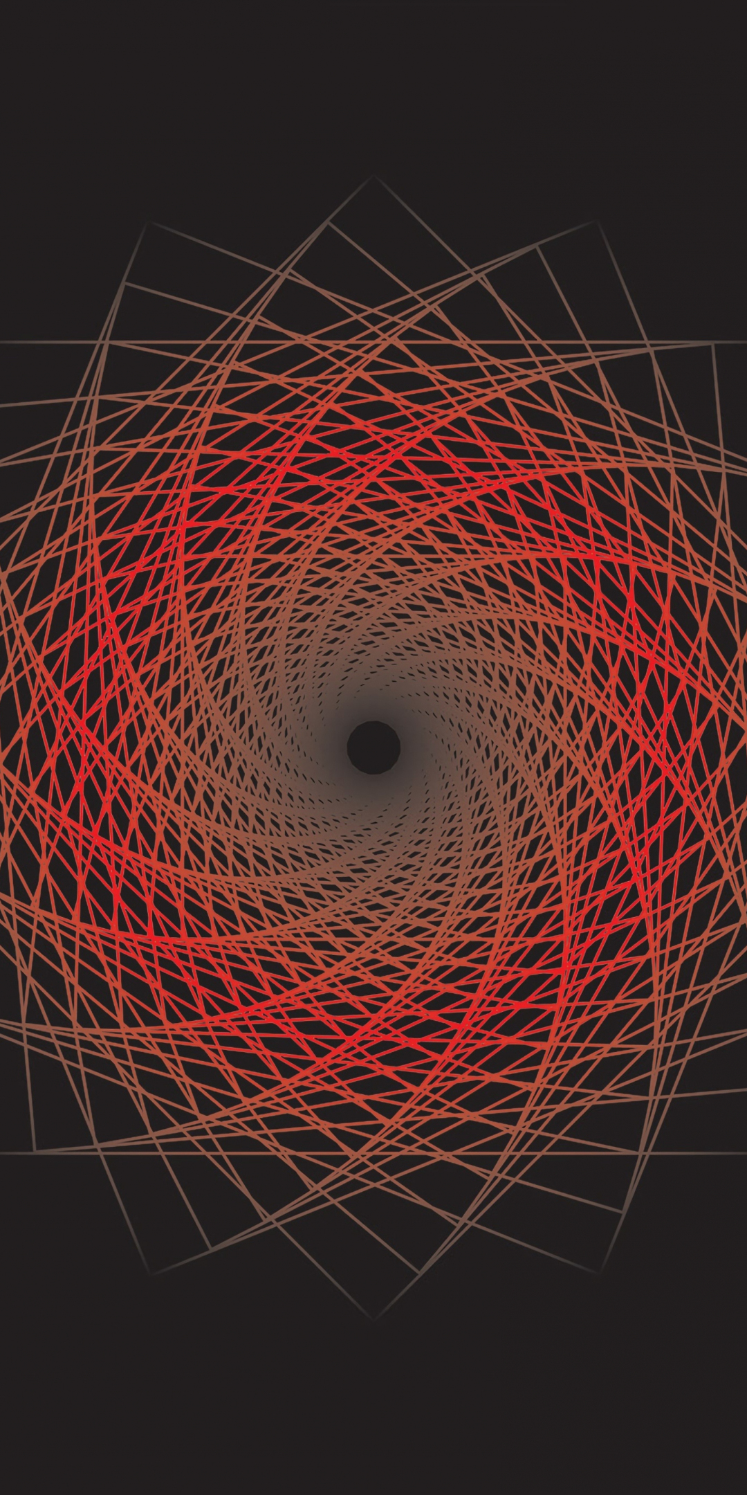 Minimal, vortex, orange-red lines, geometric, 1080x2160 wallpaper
