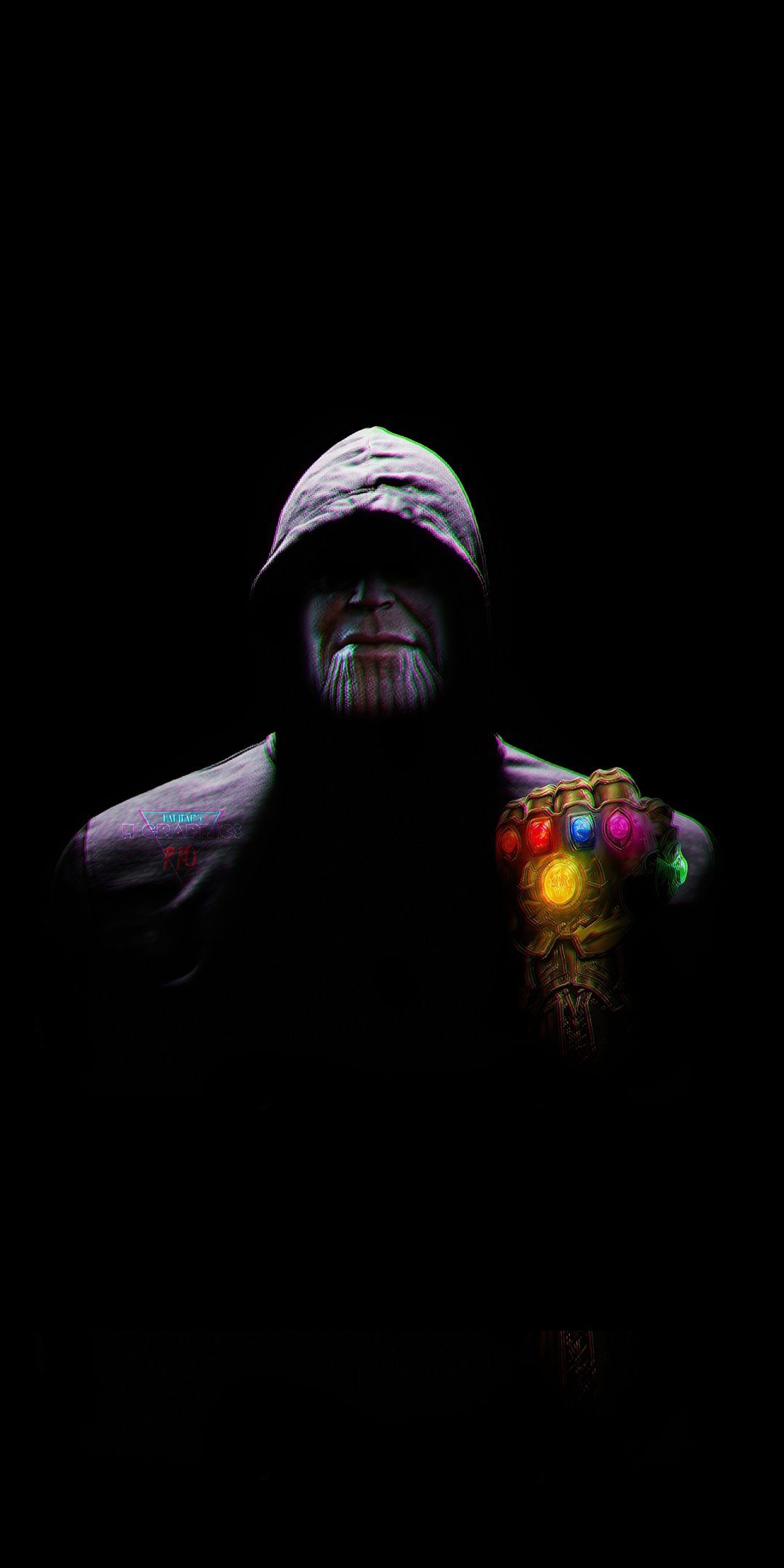Thanos in hood, dark, 1080x2160 wallpaper